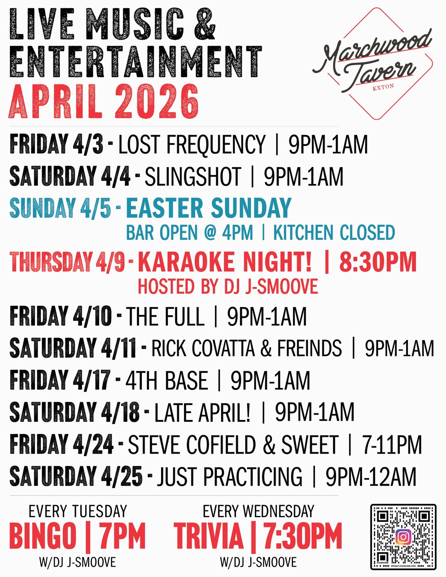April Live Music &amp; Entertainment droppppp 🎤🎶🤘Check out the best live music &amp; entertainment in CHESCO at your favorite neighborhood Tavern #livemusiclineup #localbands #entertainment #karaoke #gettothetavern