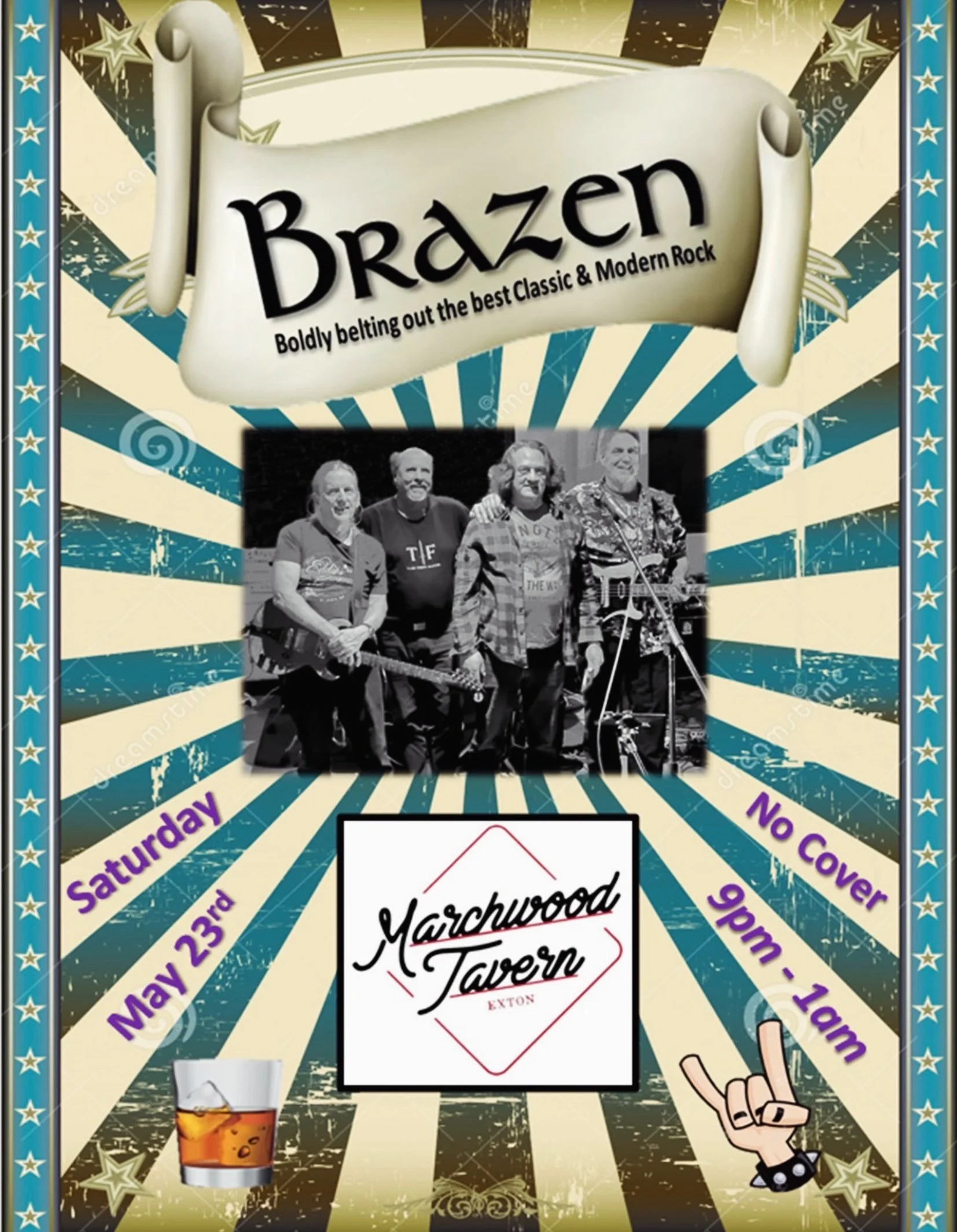 LIVE MUSIC TONIGHT🤘Brazen starts @ 9pm #rockonmarchwood #holidayweekend #livemusicvenue #localbands #gettothetavern