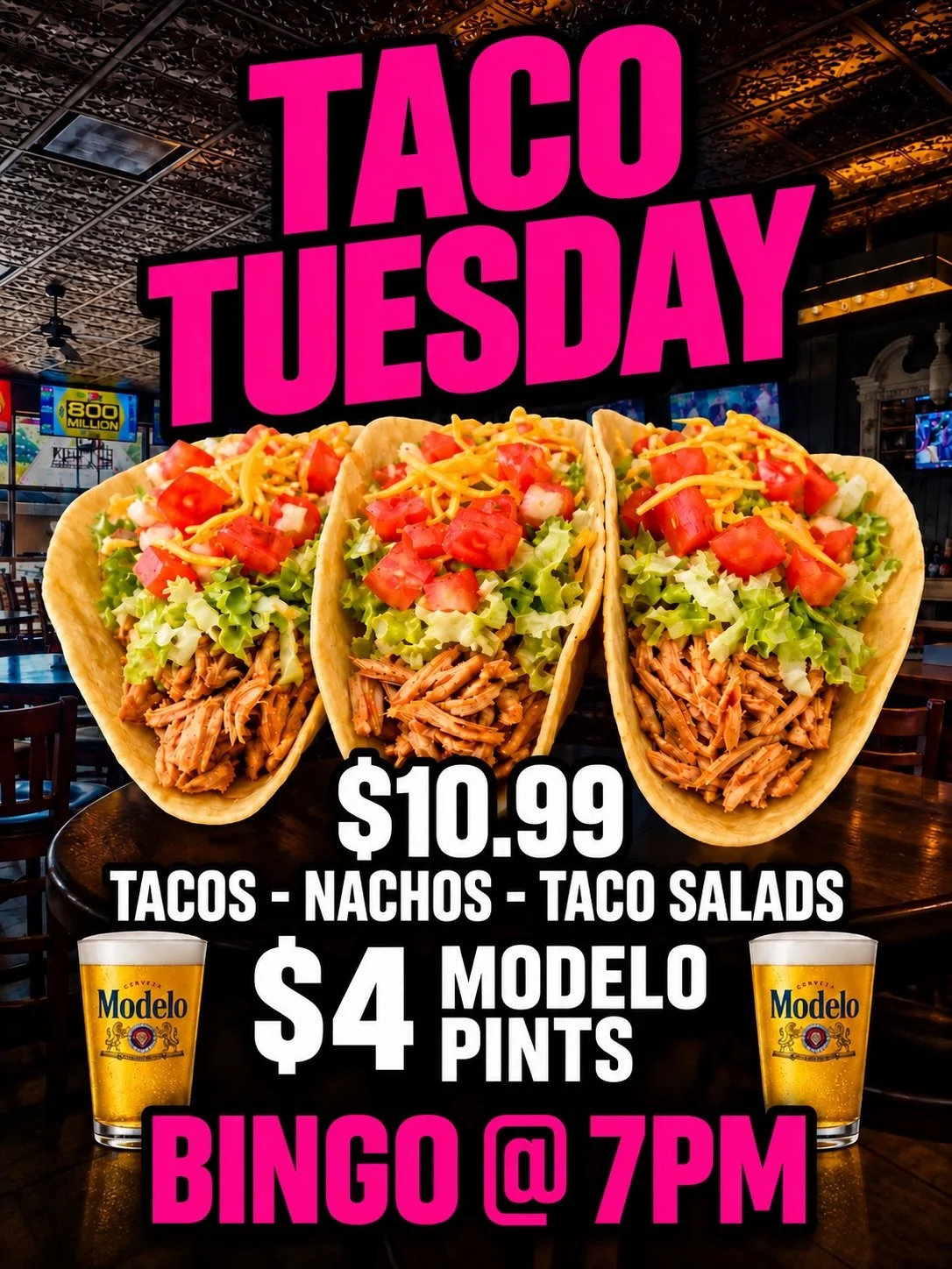 Tacos first. BINGO glory second. 🌮🏆 Come out for Bingo tonight @ 7pm &amp; support @dtowneastwrestling 
#supportlocal #dehs #bingo #extonpa #gettothetavern