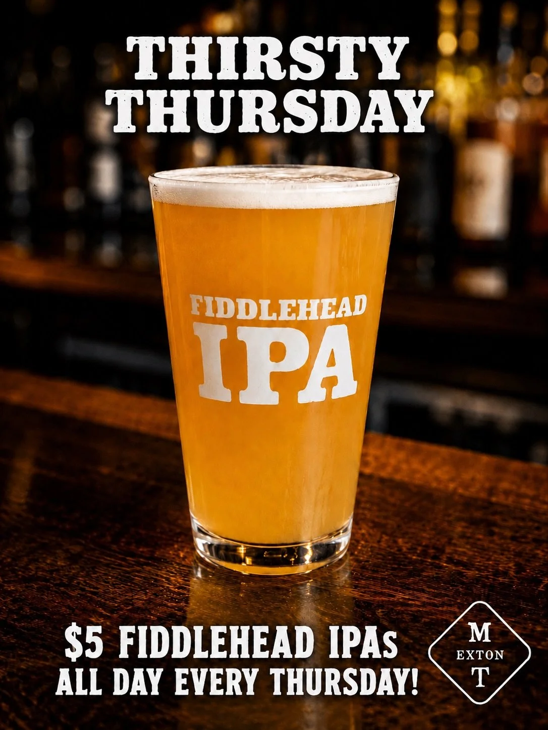 Thirsty? Stop in to your favorite local Tavern for $5 Fiddlehead IPAs &amp; $10.99 American Burger w/ Fries &mdash; Happy Hour 4-6🍻 #gettothetavern