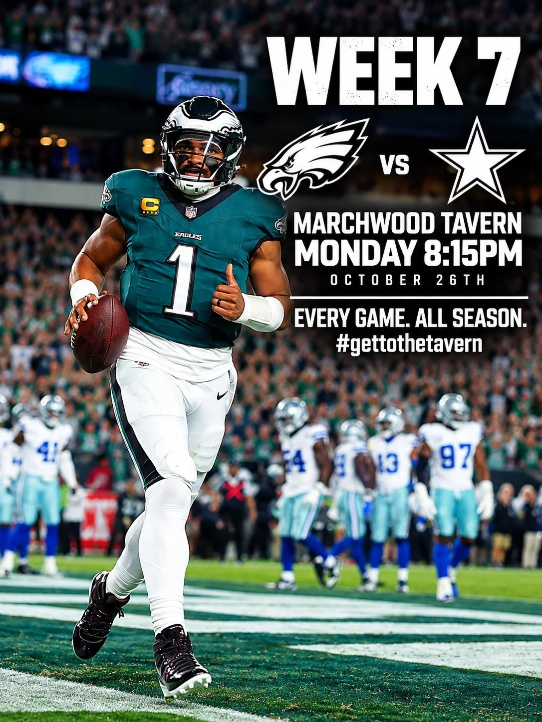 Cheesesteaks, cold beer &amp; a healthy dislike of Dallas. 🦅 Eagles vs. Cowboys TONIGHT at 8:15!

$10.99 cheesesteaks &amp; chicken cheesesteaks, $4 Tr&ouml;egs pints + Happy Hour 4&ndash;6.

GO BIRDS. #gettothetavern