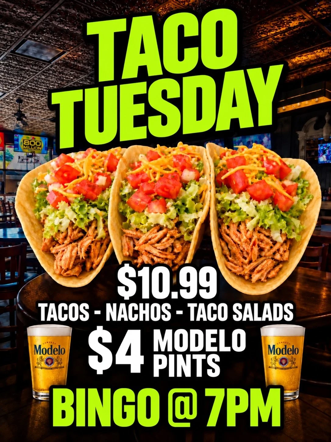 The real jump scare? Someone yelling BINGO when you&rsquo;re one number away. 👻

Join DJ J-Smoove tonight at 7PM &amp; support Exton Little League⚾️ $10.99 tacos, nachos or taco salads + $4 Modelo pints #gettothetavern