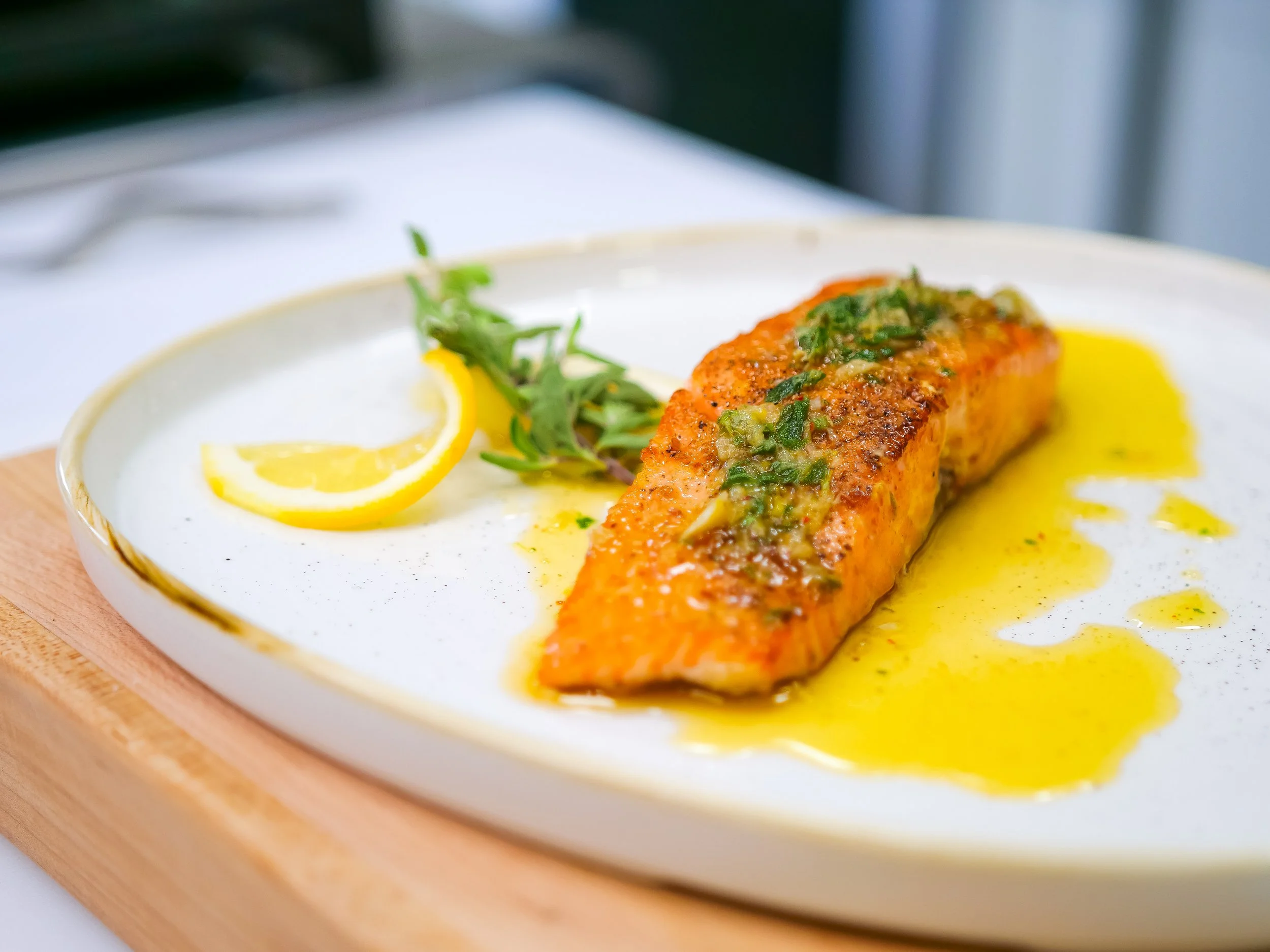Pan Seared Salmon with Salmoriglio Sauce