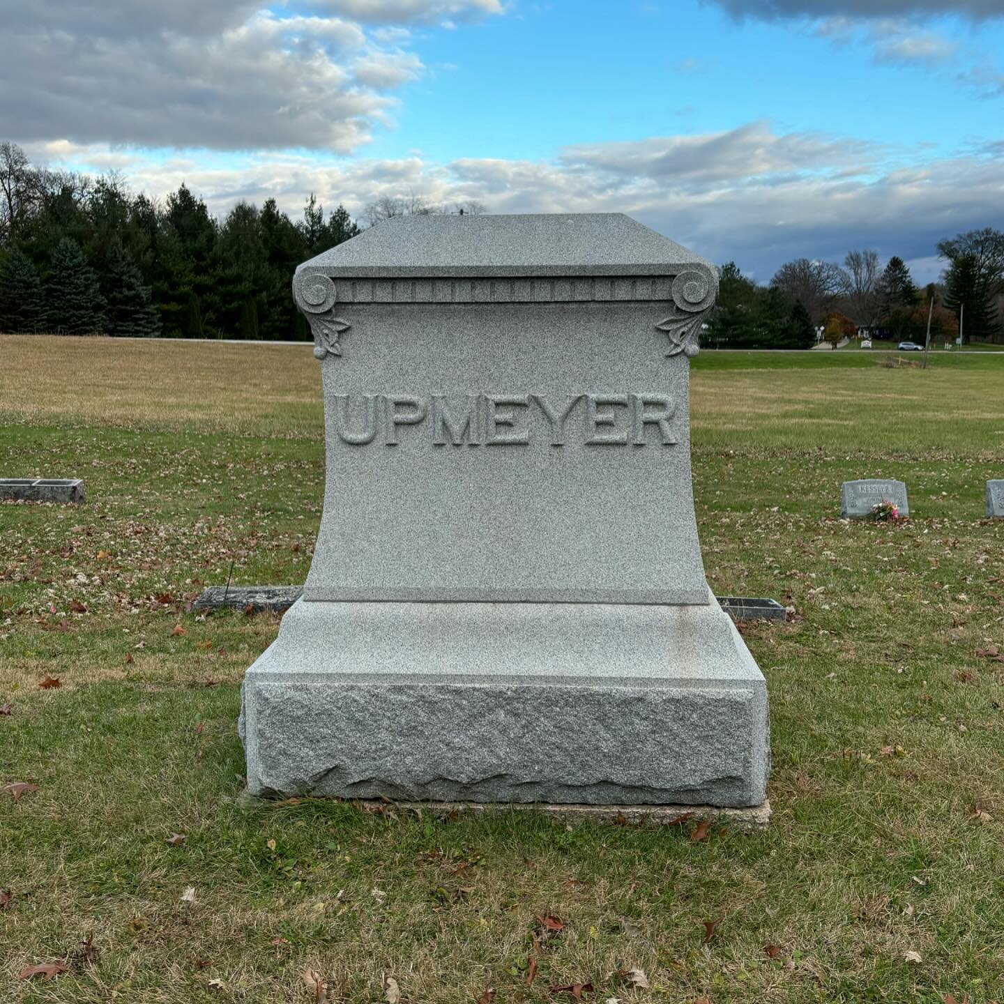 A Neolithic tradition
Bury, identify, commemorate 
Something we do together
United by our living state
Place/Time continuum carved in stone 
Here is a place we can gather 
. . .
#grave #headstone #upmeyer #burial #stonecarving #history