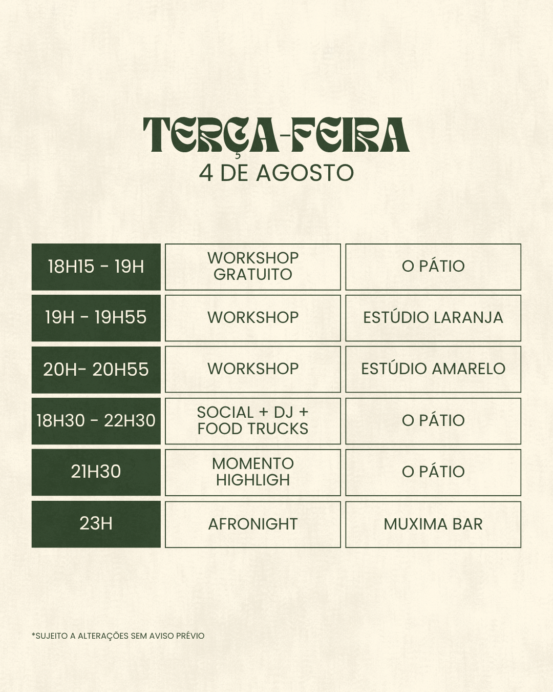 Terça-feira 4 agosto