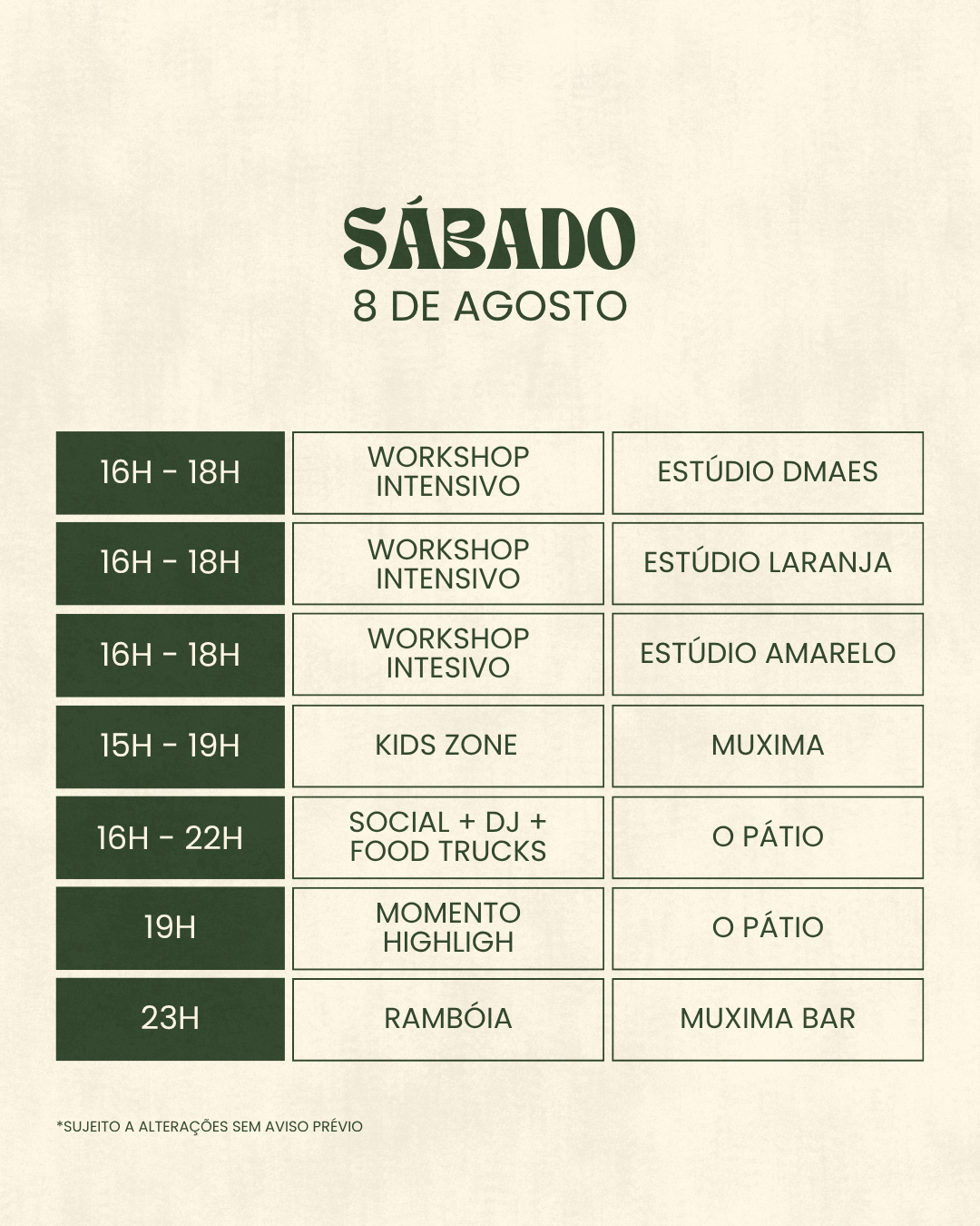 Sábado 8 agosto