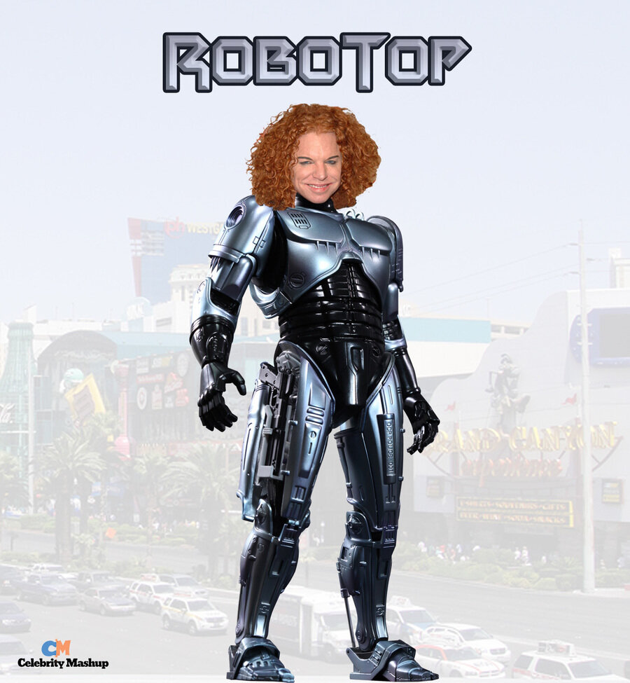 Part #man. Part #machine. All #propcomic. #Robotop #CarrotTop #Robocop #LasVegas #comedian #props #Celebritymashup #funnypics #funny