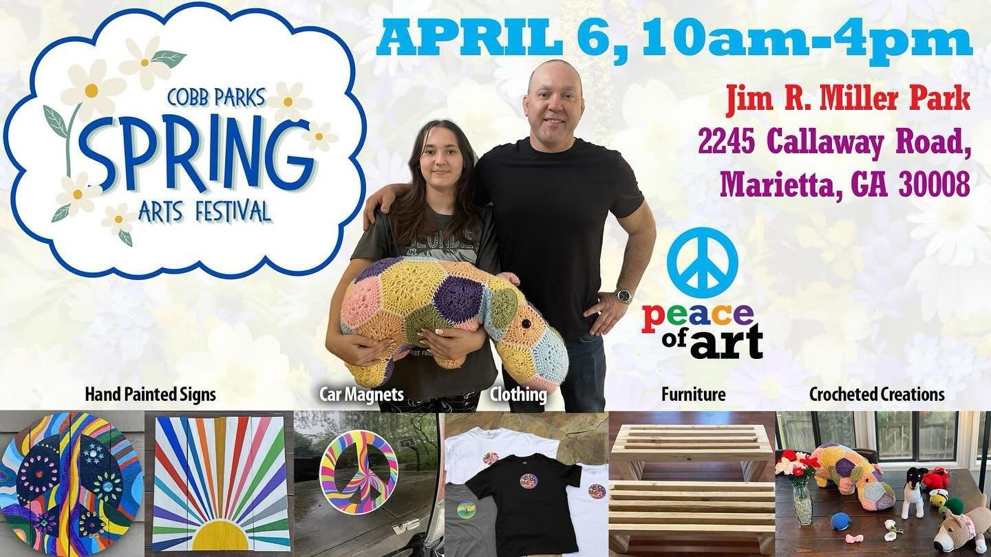 I&rsquo;m thrilled to announce that me and my daughter Stella, will have a booth at the Cobb Parks Spring Arts Festival! The festival will be Saturday, April 6th, from 10am-4pm at Jim R. Miller Park. We will be there promoting our art business &ldquo