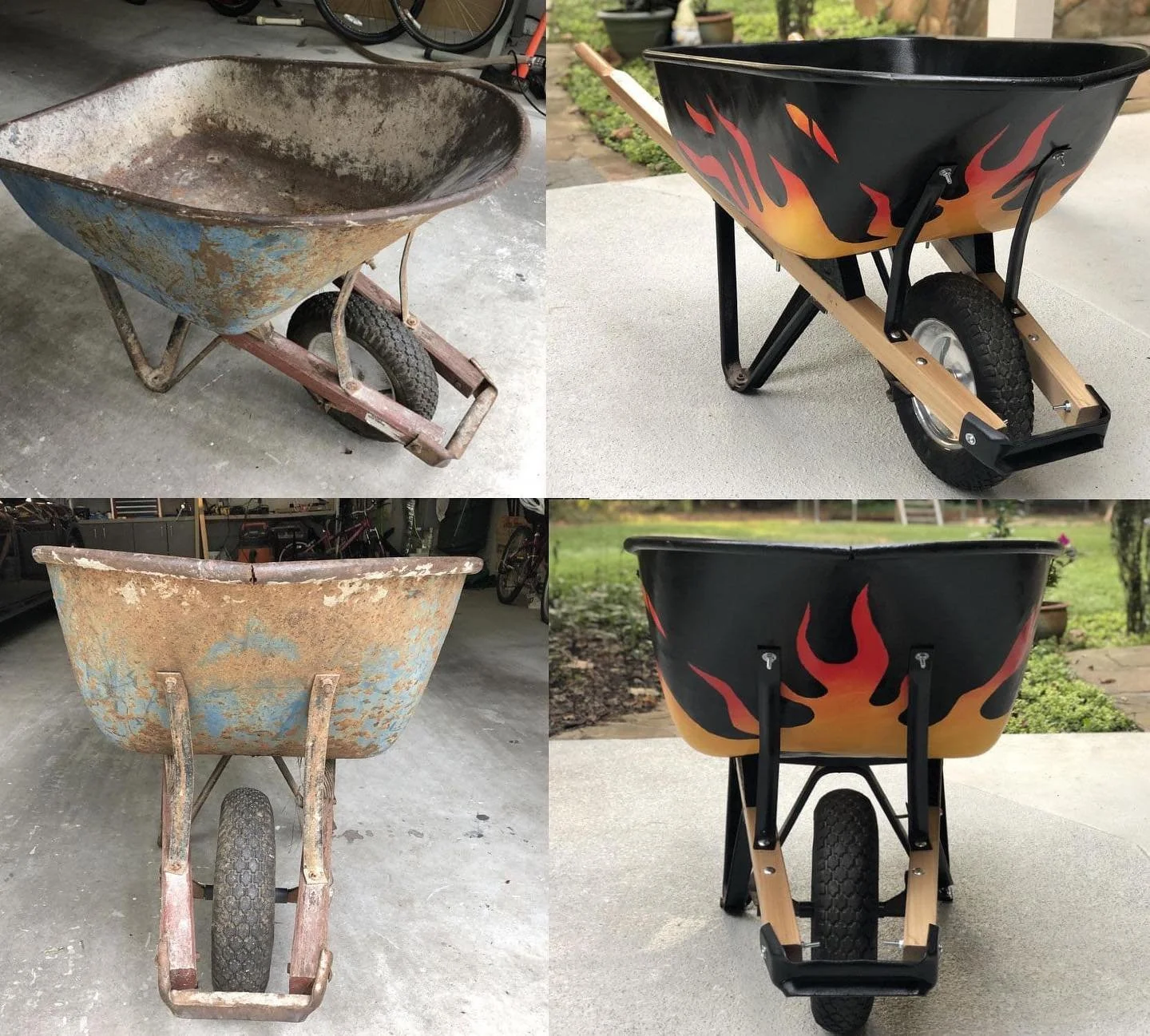 #wheelbarrows can be #art too. #hotrod #reburbished #trickedoutwheelbarrow