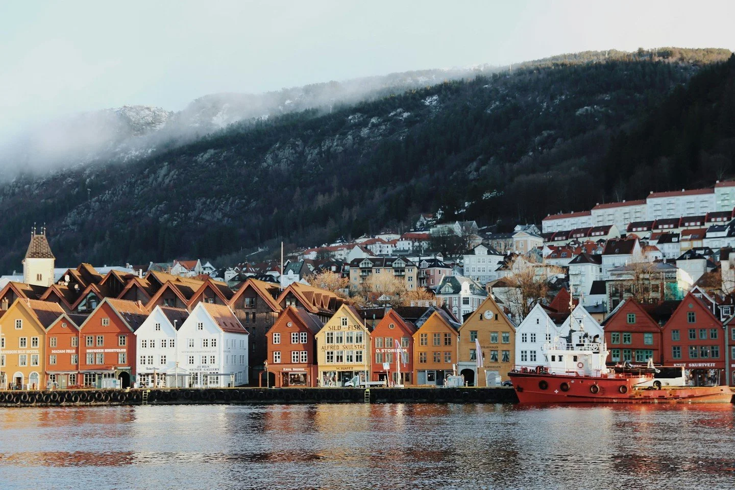 When Kosh and I planned a day in Bergen, Norway years ago, we imagined sunny skies and picture-perfect weather. Instead, the rain arrived before we even stepped into town, and my carefully planned day felt instantly disrupted.

At the visitor center,