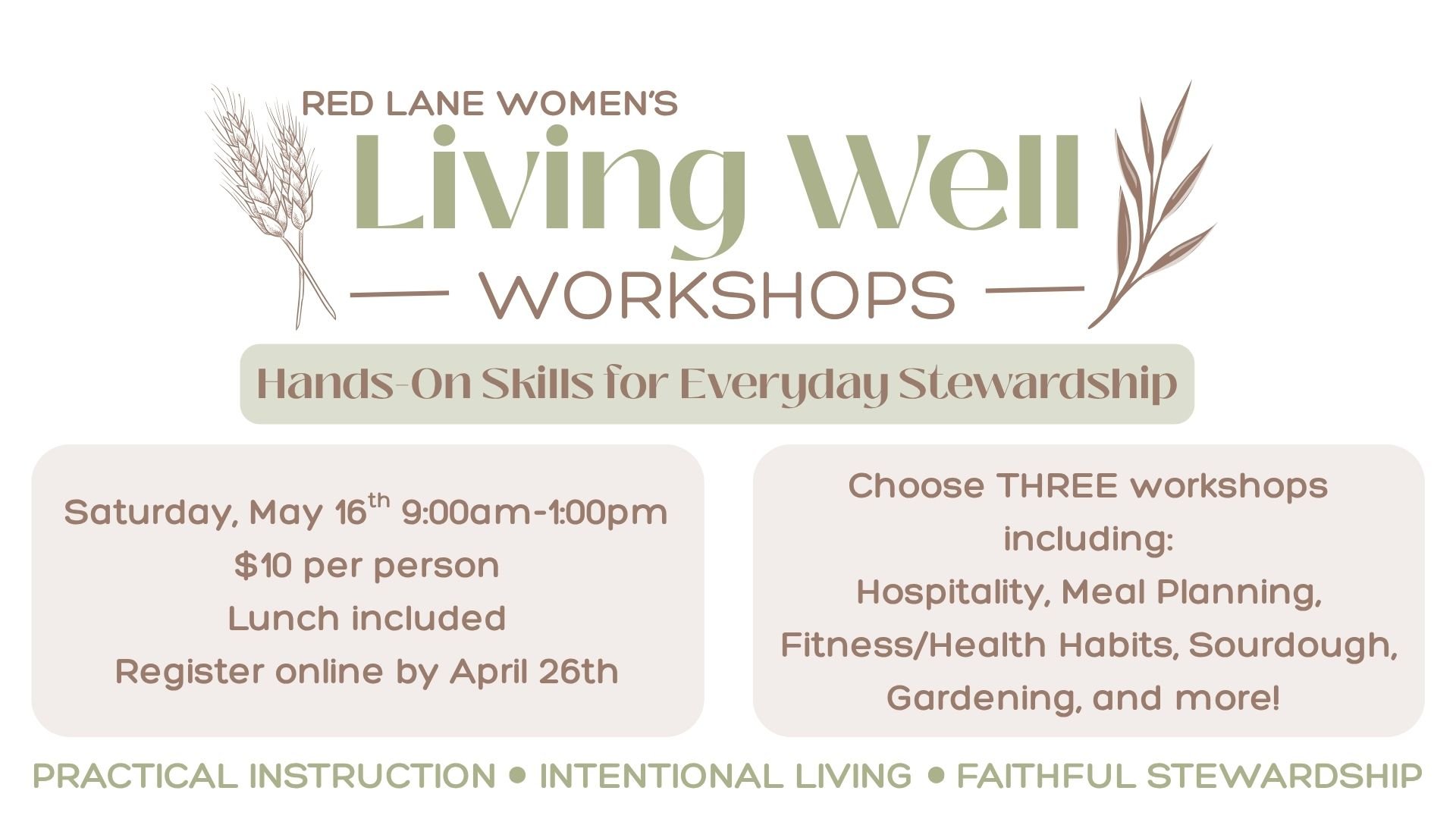 Red Lane Women's Living Well Workshops
