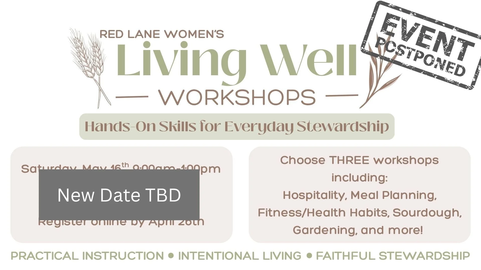 Red Lane Women's Living Well Workshops-POSTPONED