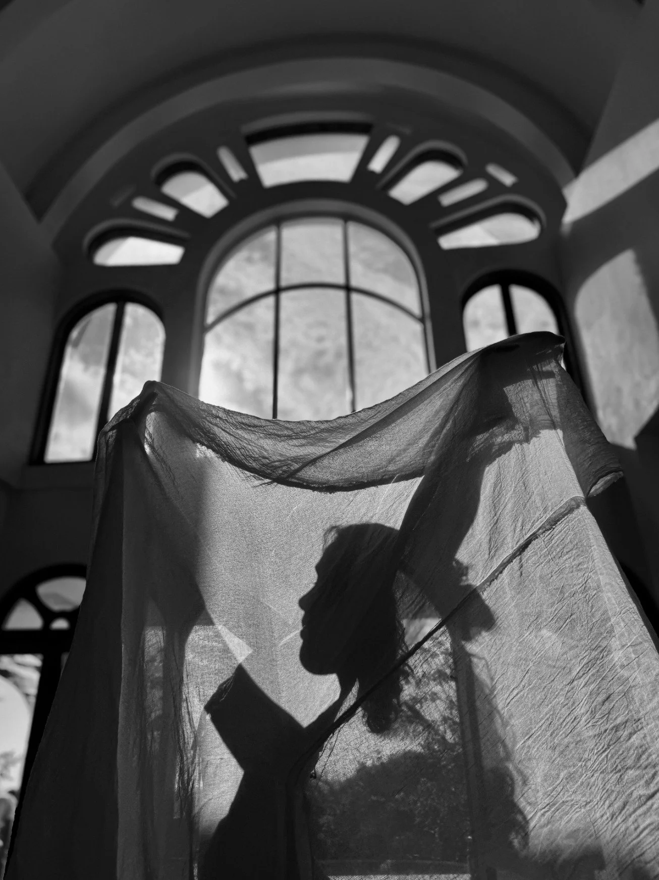 We met behind this veil.
Arms stretched
to the heavens.

Held by sounds, echoes
Howler monkeys and warm breeze.
Shadows and light.

Arches made into portals. 
What if life was a Sacred theater 
forever unfolding....

a wild and mysterious invitation 