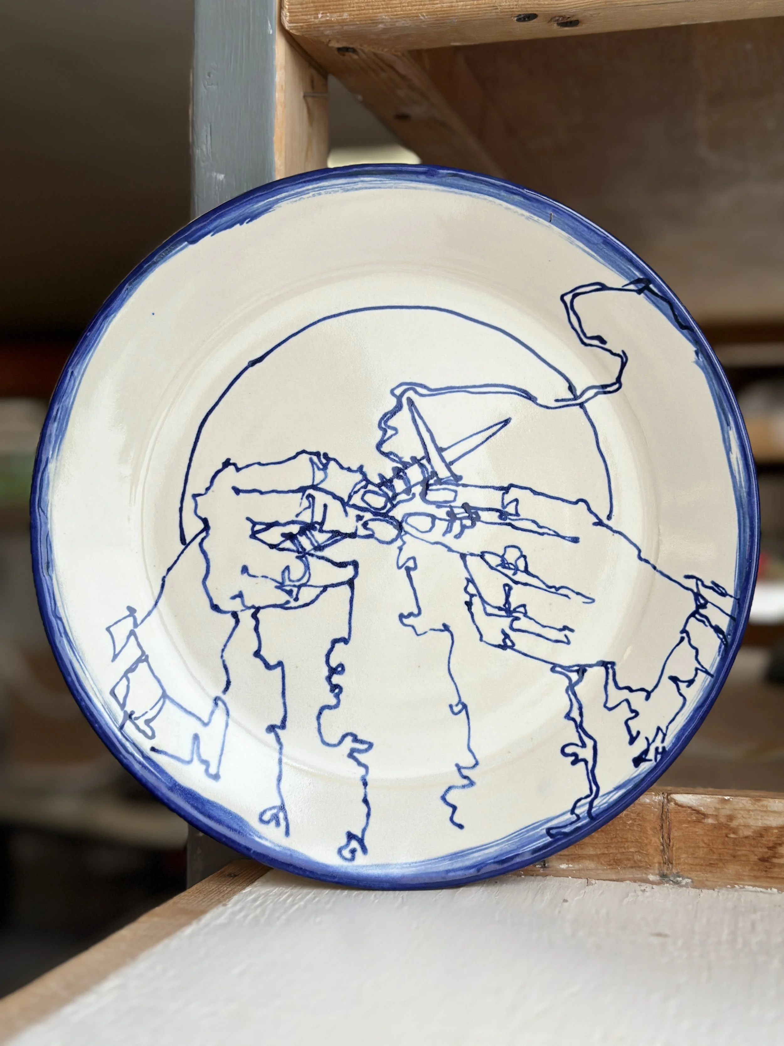Ceramic Wall Hanging Plate: Knitting