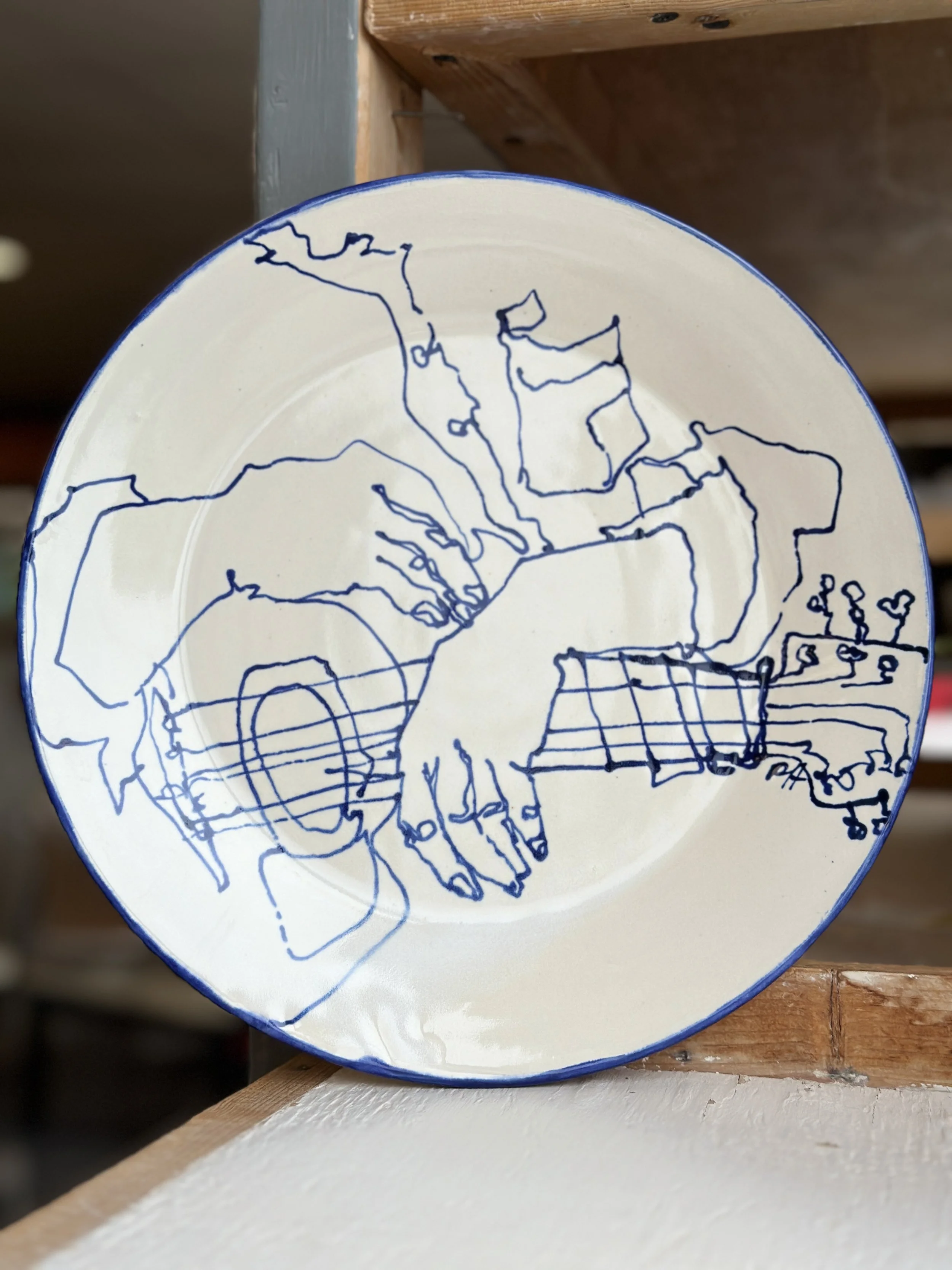 Ceramic Wall Hanging Plate: Guitar