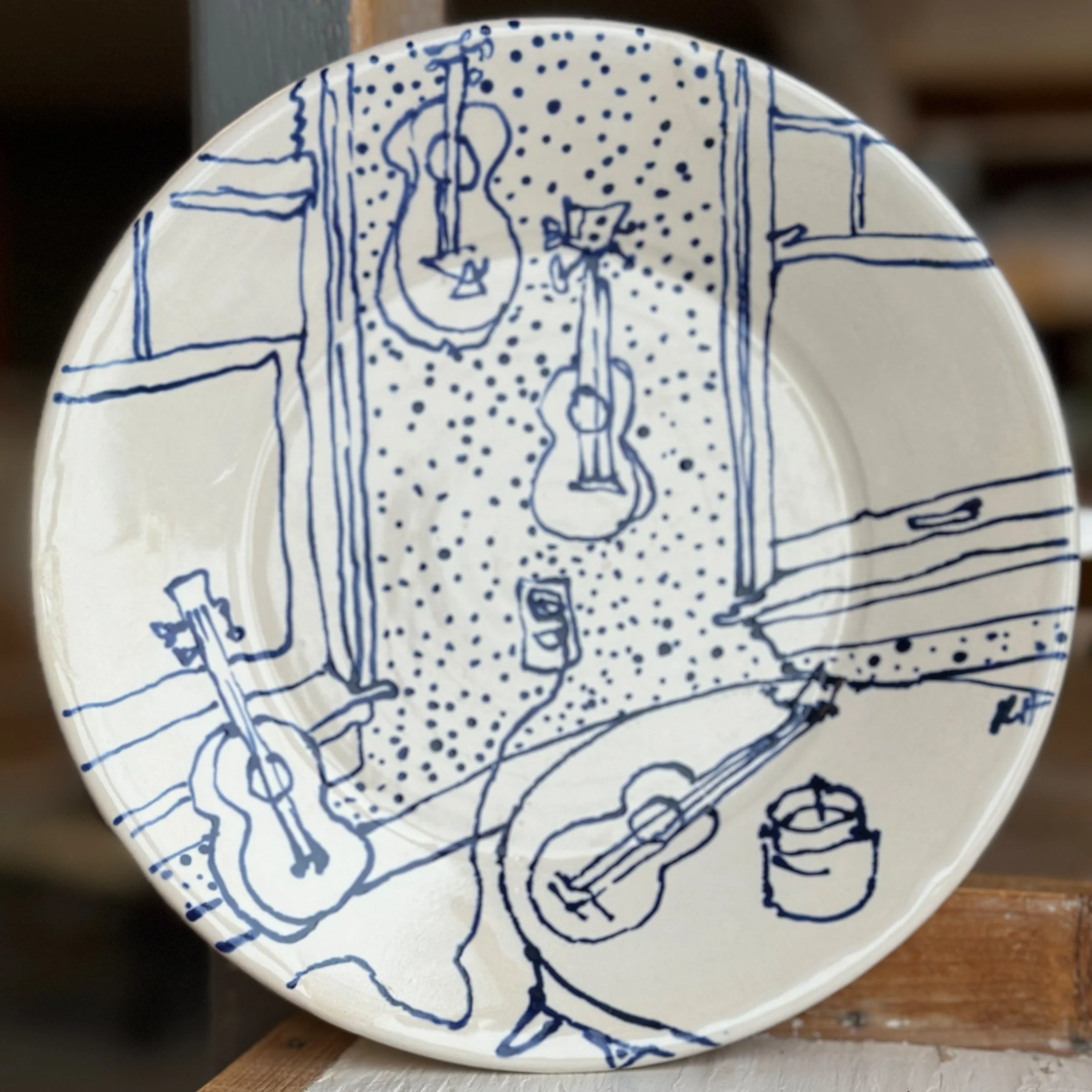 Small Ceramic Wall Plate: Ukuleles