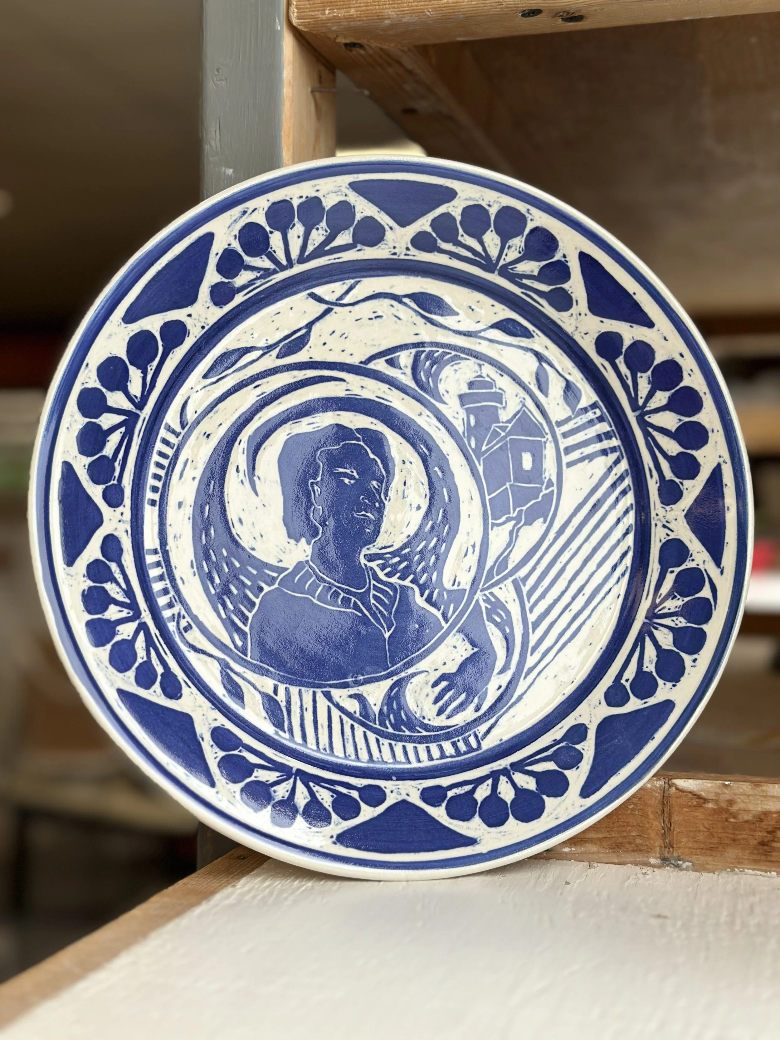 Carved Ceramic Wall Hanging Plate: Being