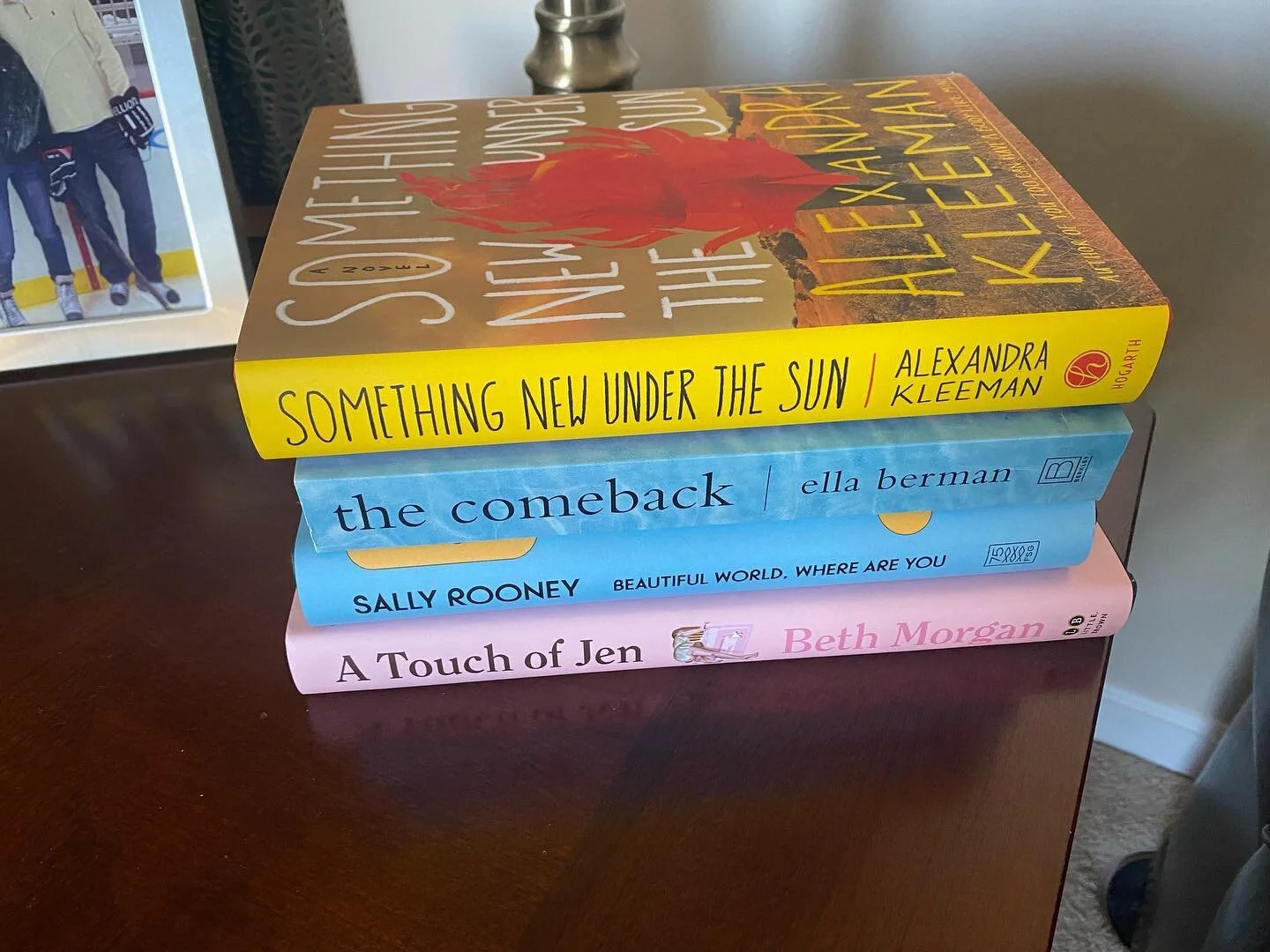 Recent purchases. 

#amreading #somethingnewunderthesun #beautifulworldwhereareyou #sallyrooney #atouchofjen #thecomeback