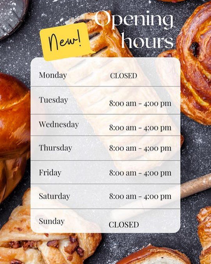 Ciao, 
To address the rising customer demand for our services, we have now updated our operating hours! 

We have determined that this new schedule will make us to be more accessible to our lovely customers. 

See you soon! Grazie 💚🤍❤️