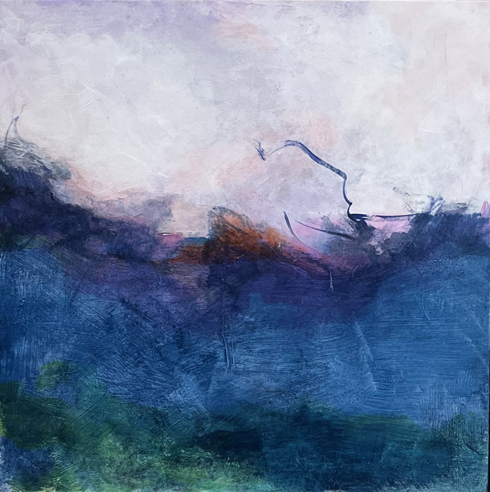 Landmark, 2025, 8" x 8", mixed media on panel
