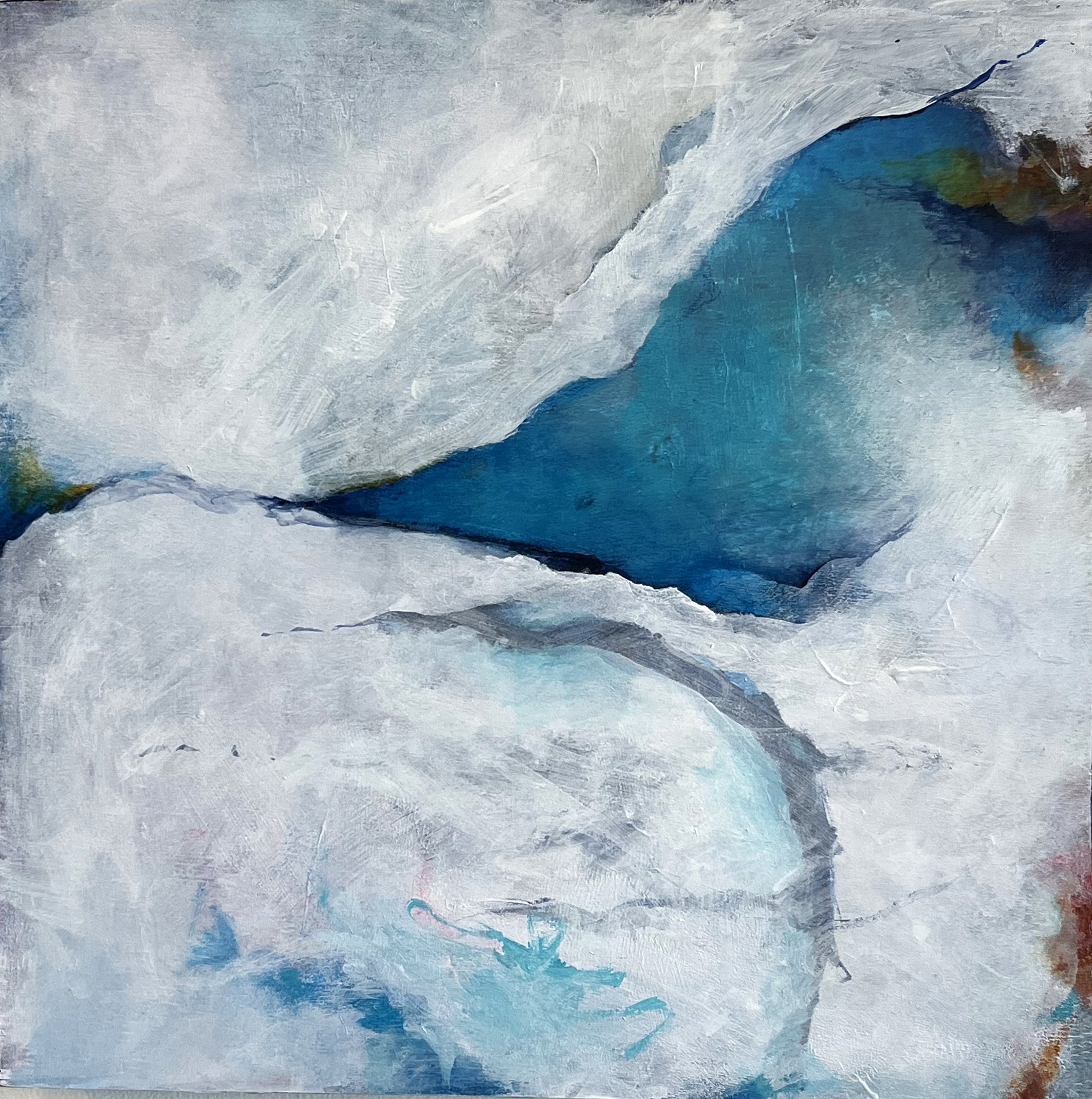 Passage, 2025, 10" x 10", mixed media on panel