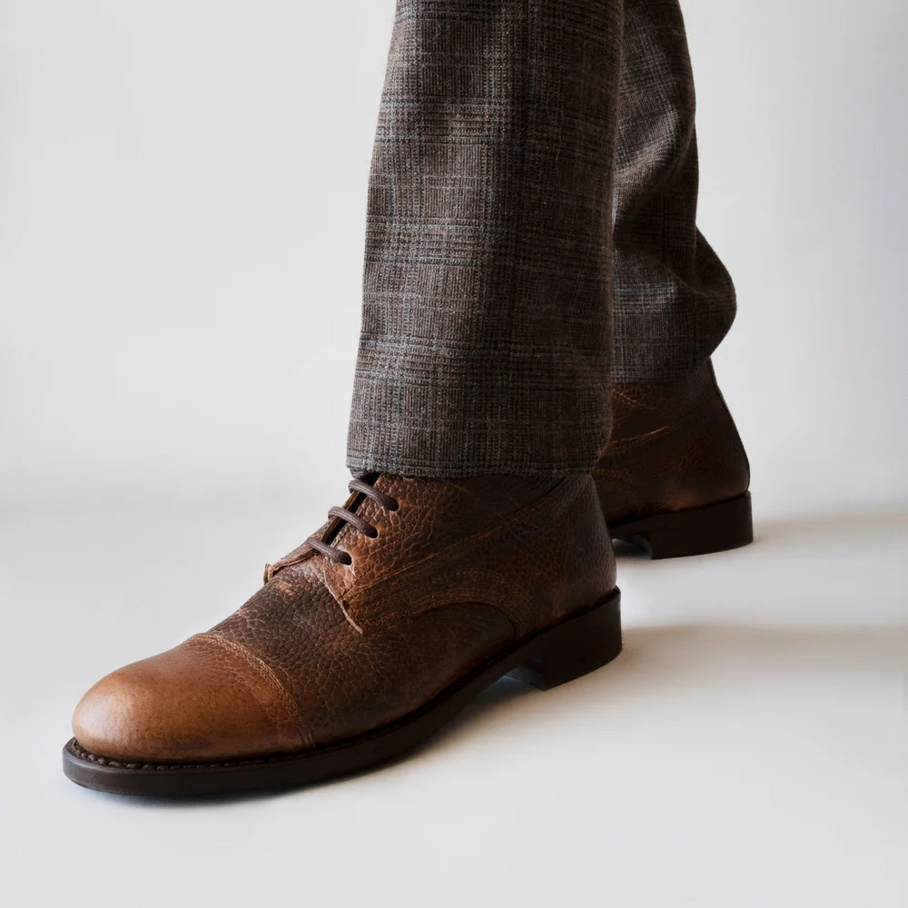 Mid Brown Irregular toe Victorian work Boots — JoBear.Boots display picture 3