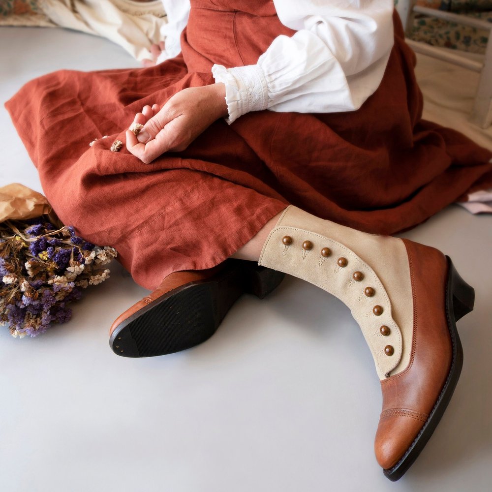 American Duchess Red Victorian Boots American Duchess Brown