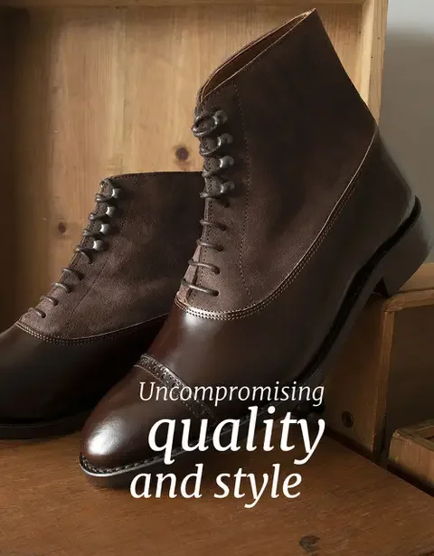  Our distinctive two tone Balmoral boots exude elegance. A wardrobe staple for an elevated look. Now in stock! 