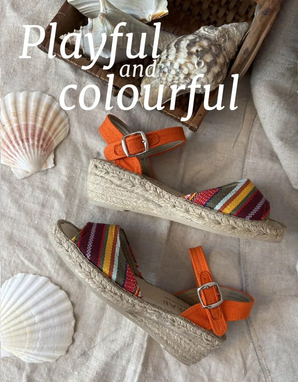  Inspired by bright and airy 1940’s beach shoes. 