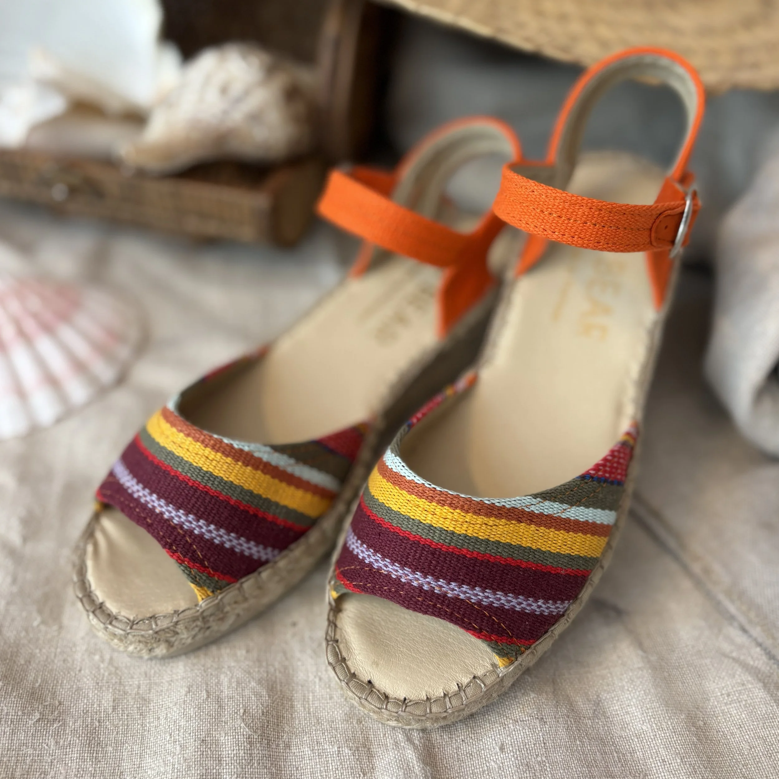 Colourful & Playful 1940s Stripe Espadrilles with Low wedge