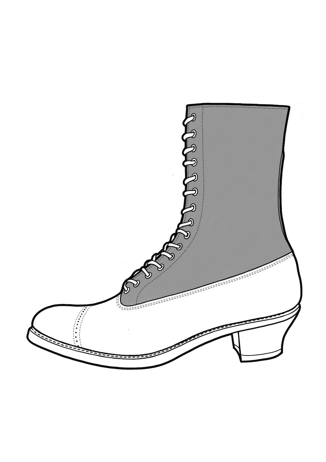 CUSTOM ORDER Two tone Edwardian Pointy toe Lace up Boots