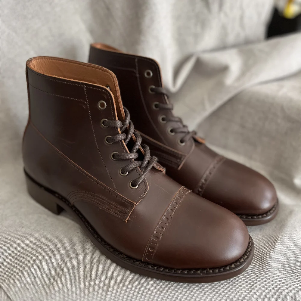 Classic Brown Victorian work Boots — JoBear.Boots display picture 2