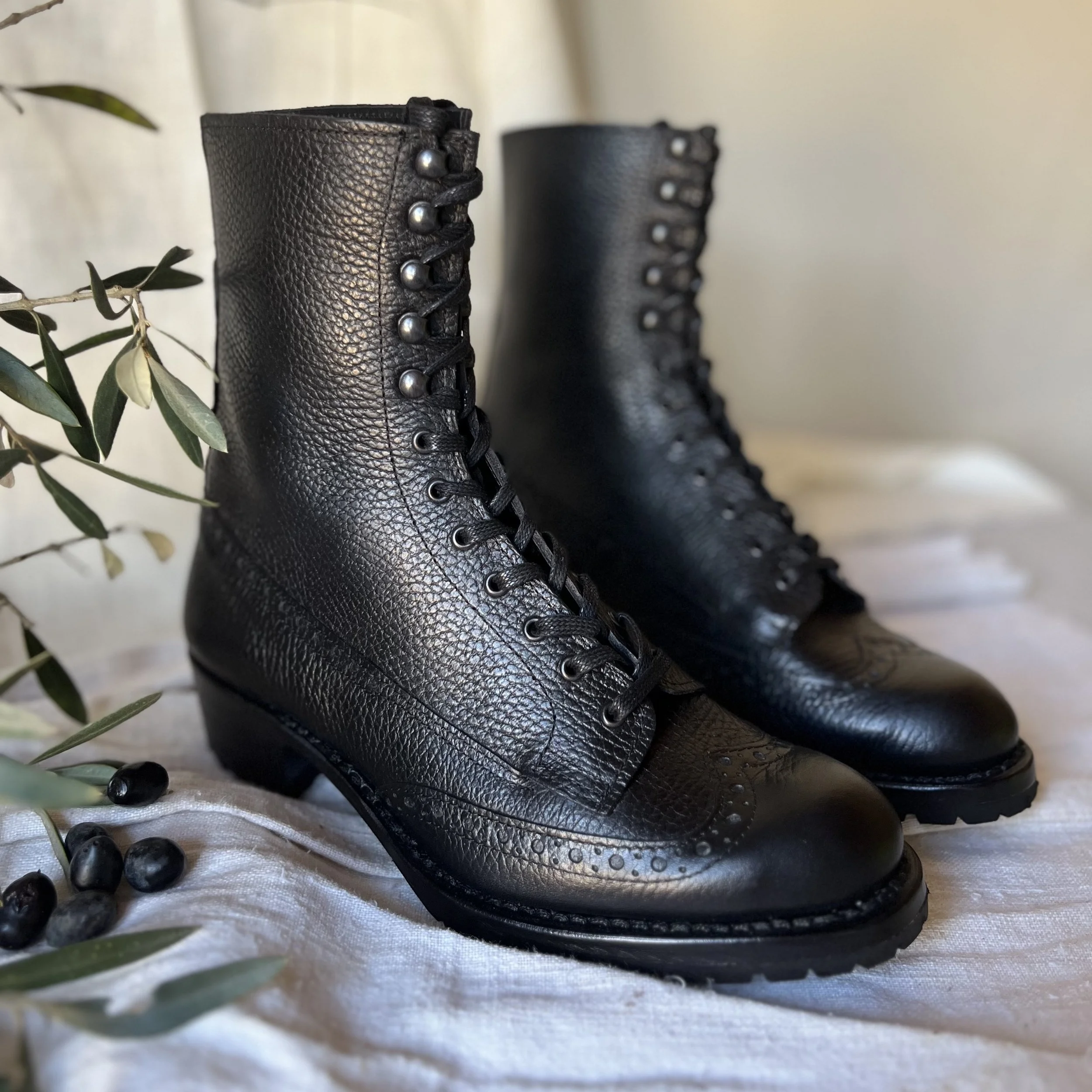 Made to order Olive Wingtip Walking boots