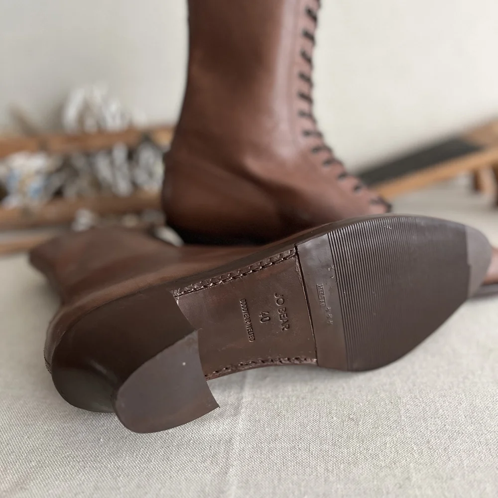 brown lace up dress boots IMPERFECT BEAUTIES: Mid Edwardian Pointy toe — JoBear. Boots Color:Red Boho Print tumble weekend look SILK MAXI DRESS Shona Joy Hadiya Asymmetrical