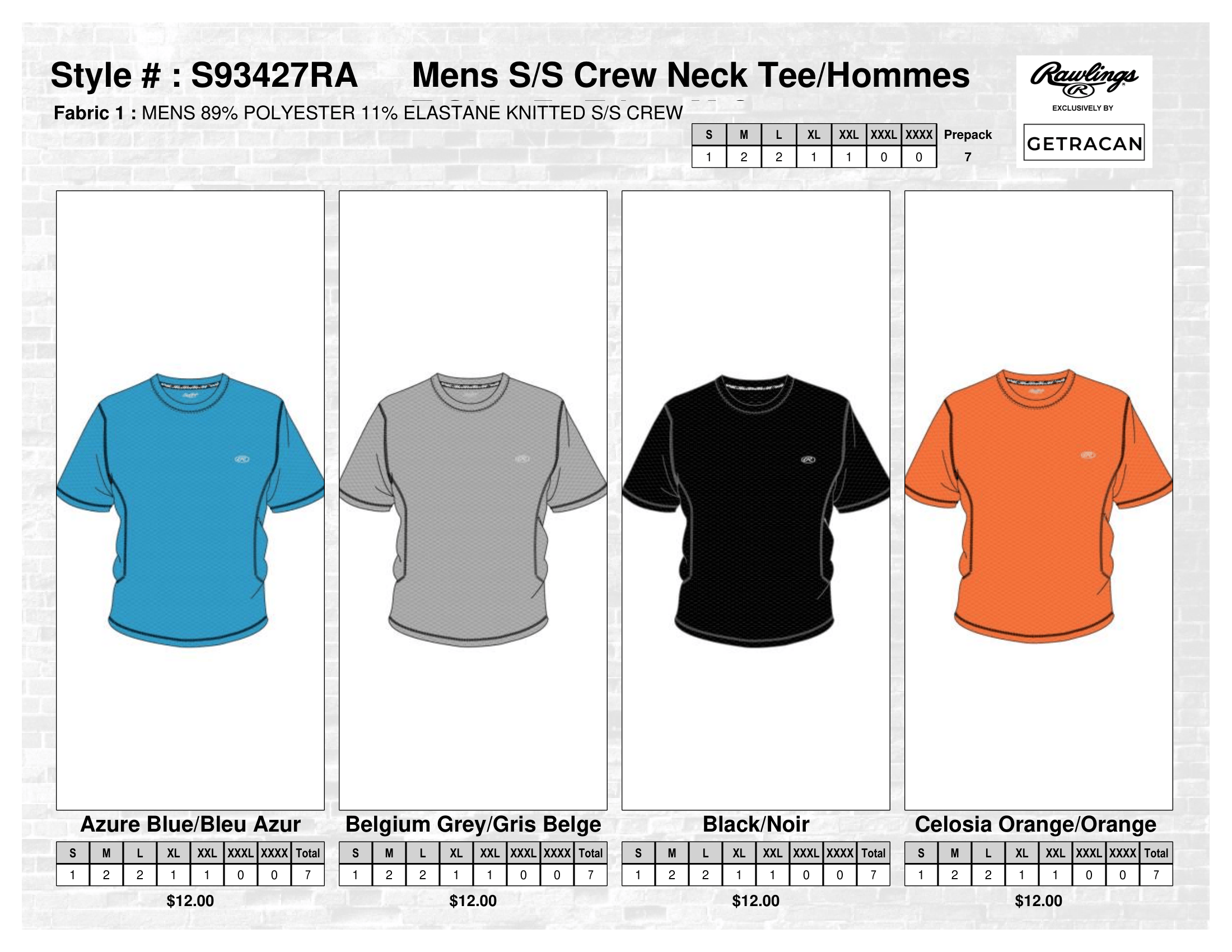 S93427RA Mens S/S Crew Neck Tee