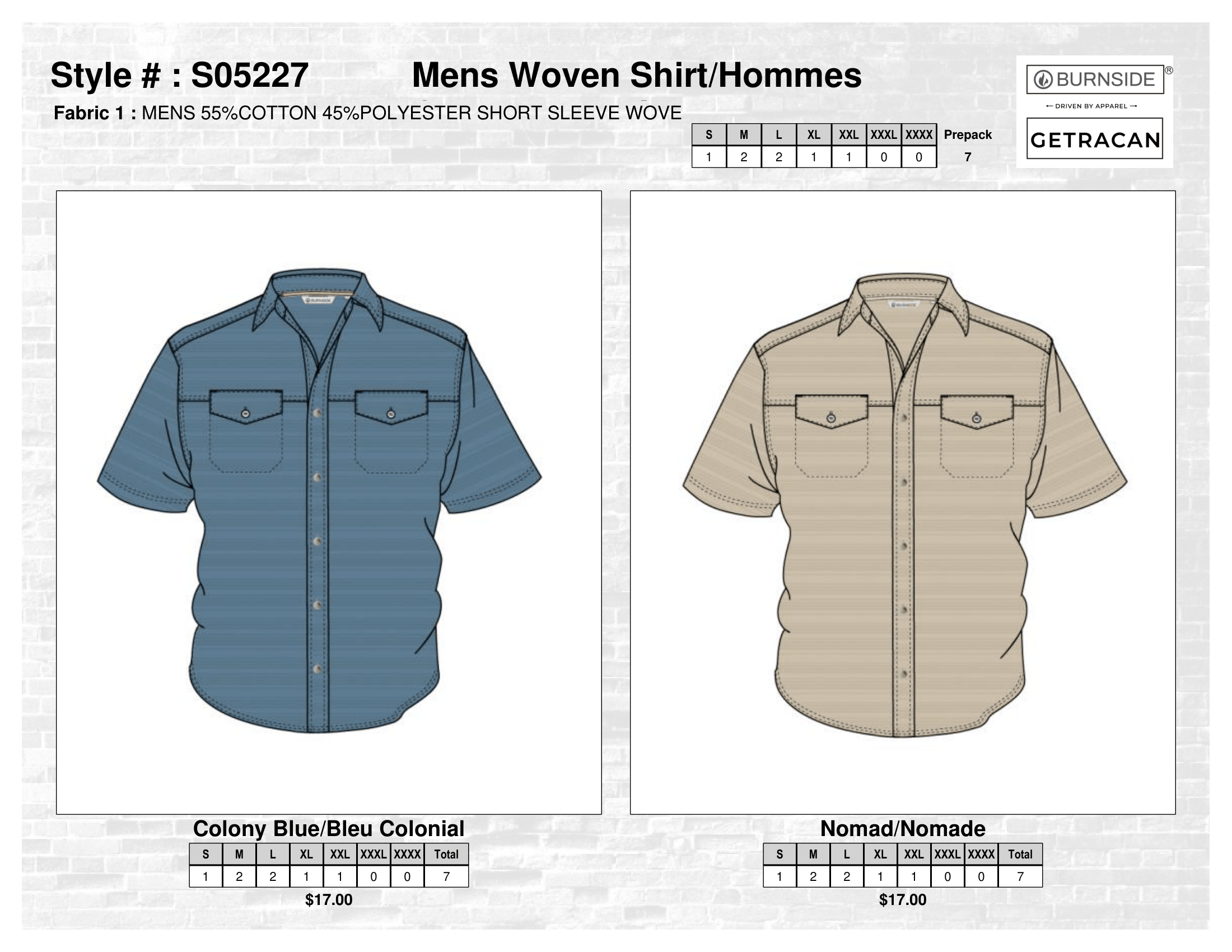 S05227 Mens Woven Shirt