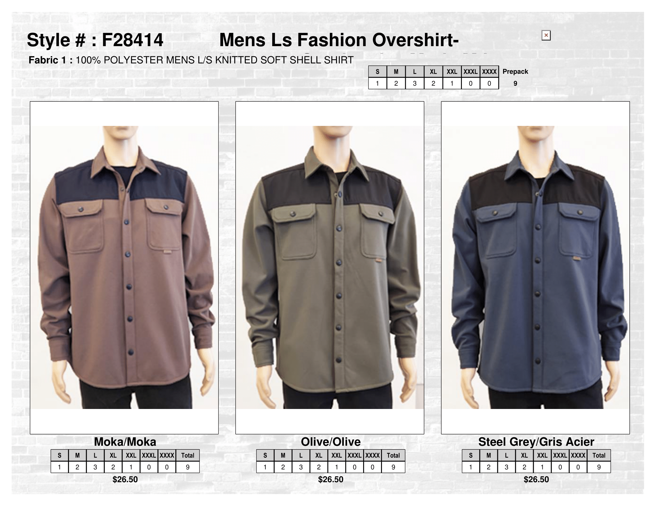 F28414 Mens Ls Fashion Overshirt