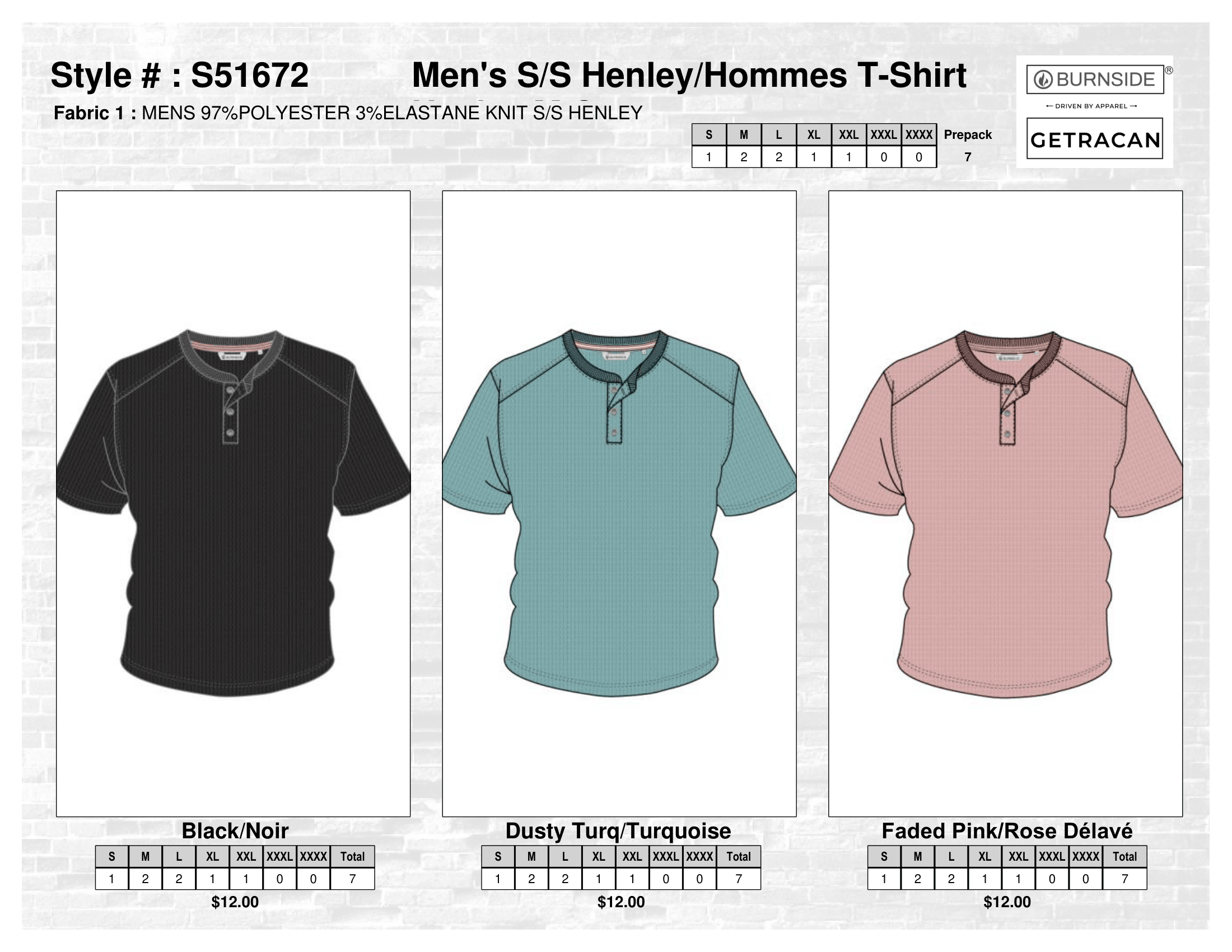 S51672 Men's S/S Henley