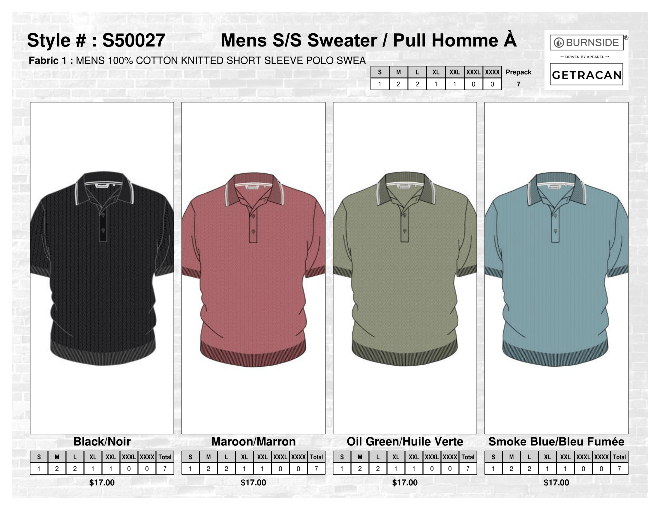 S50027 Mens S/S Sweater