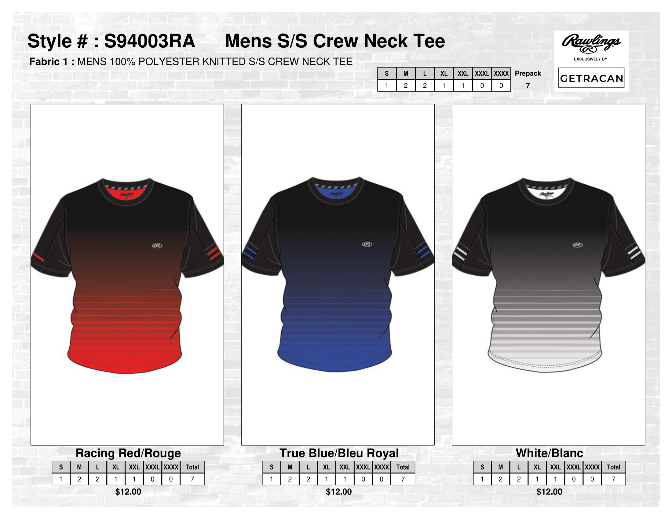 S94003RA Mens S/S Crew Neck Tee