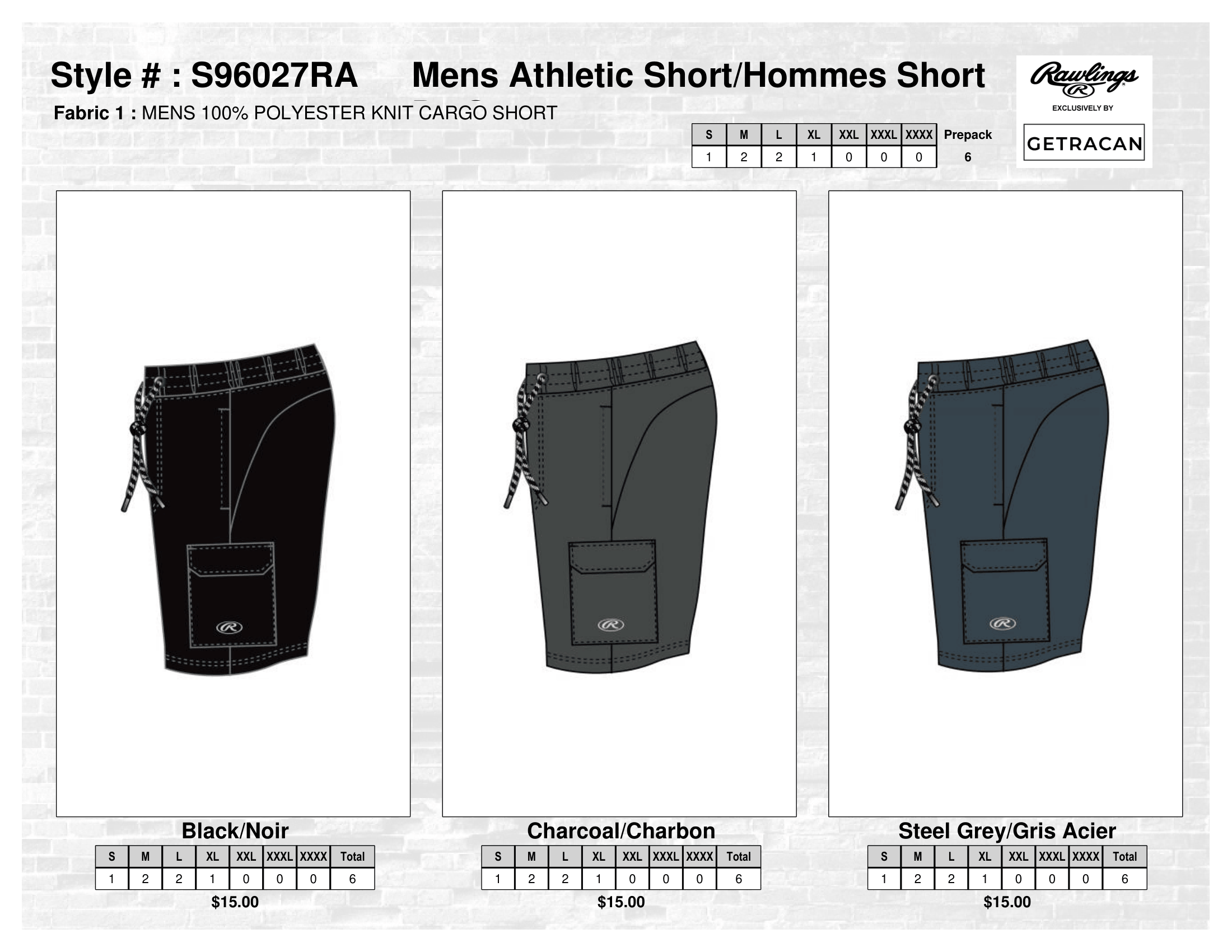 S96027RA Mens Althletic Short