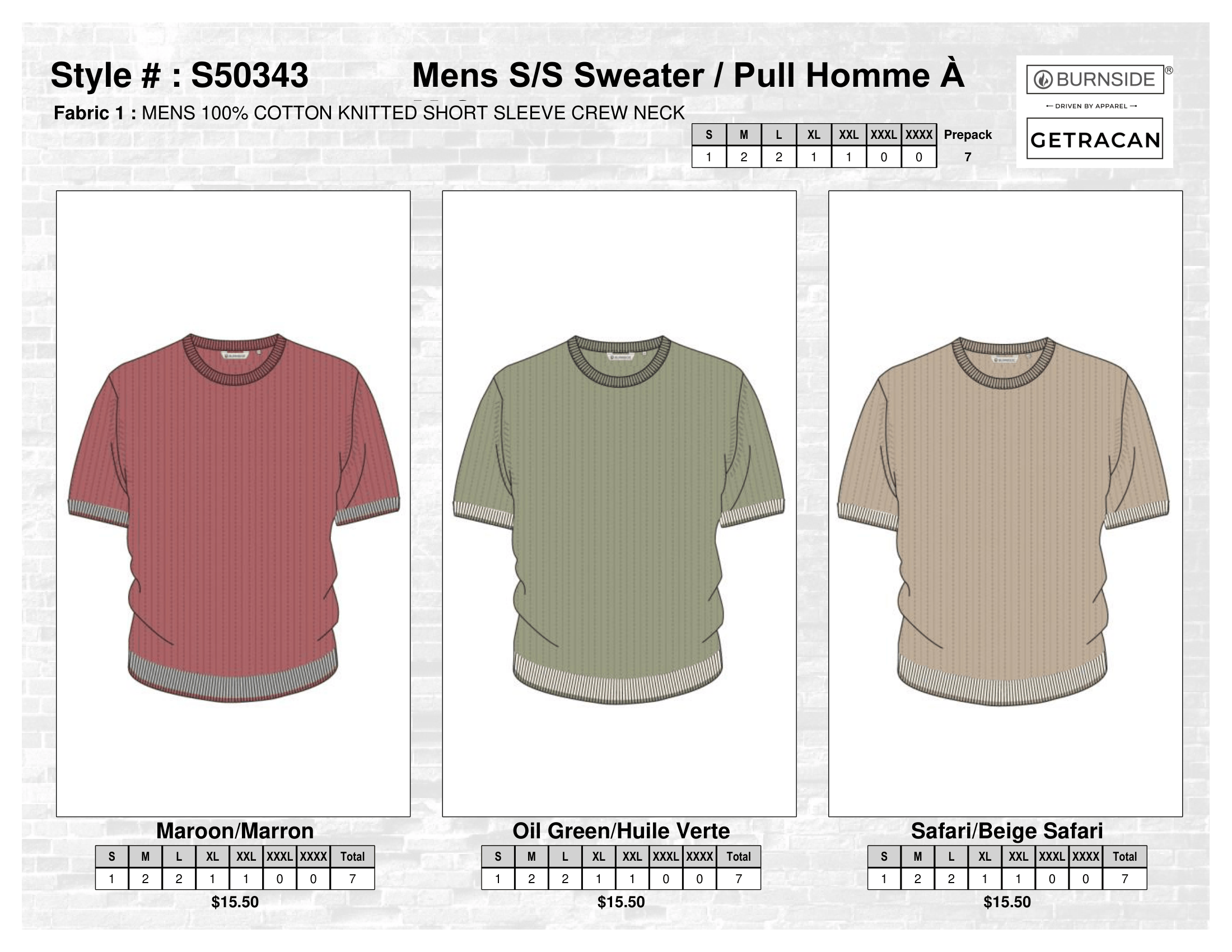 S50343 Mens S/S Sweater