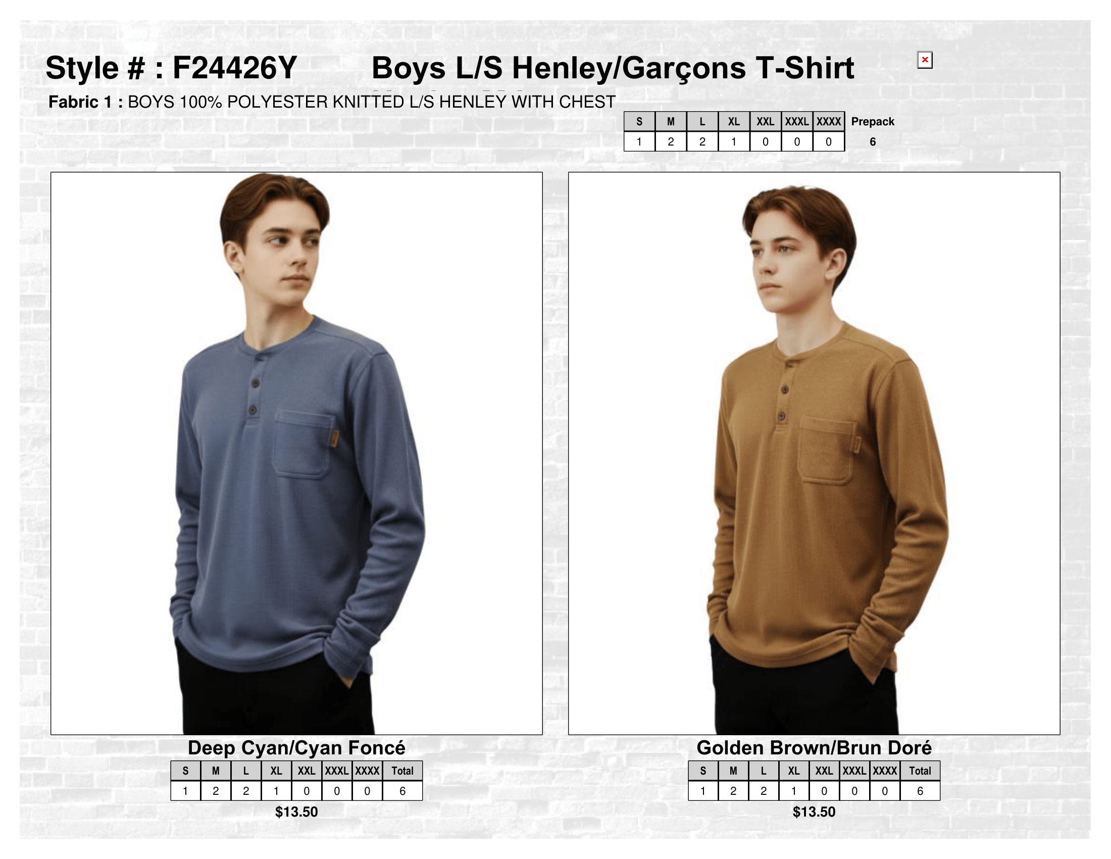 F24426Y Boys L/S Henley