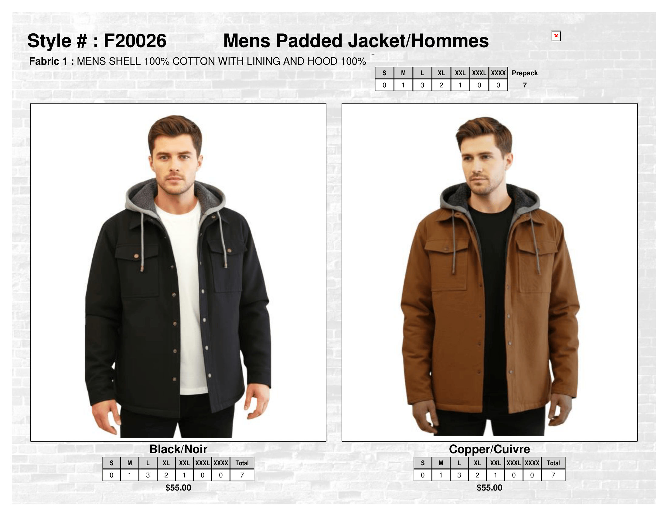 F20026 Mens Padded Jacket