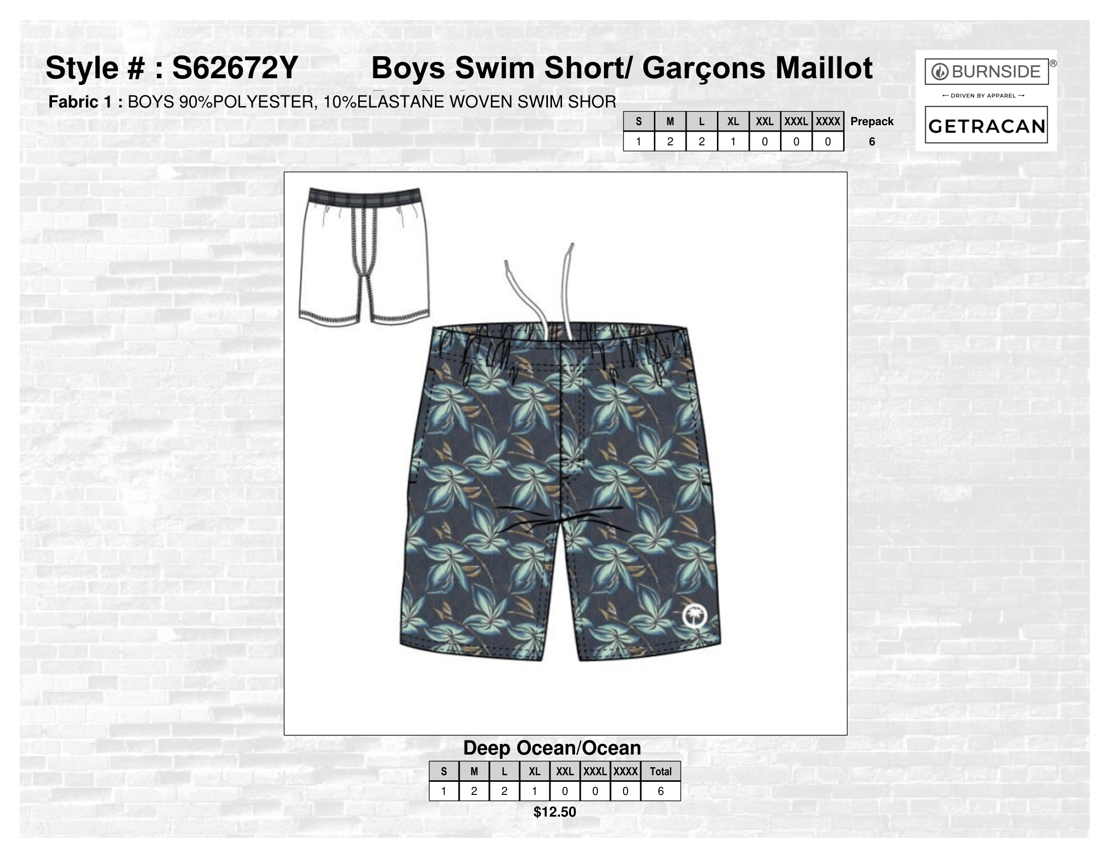 S62672Y Boys Swim Short