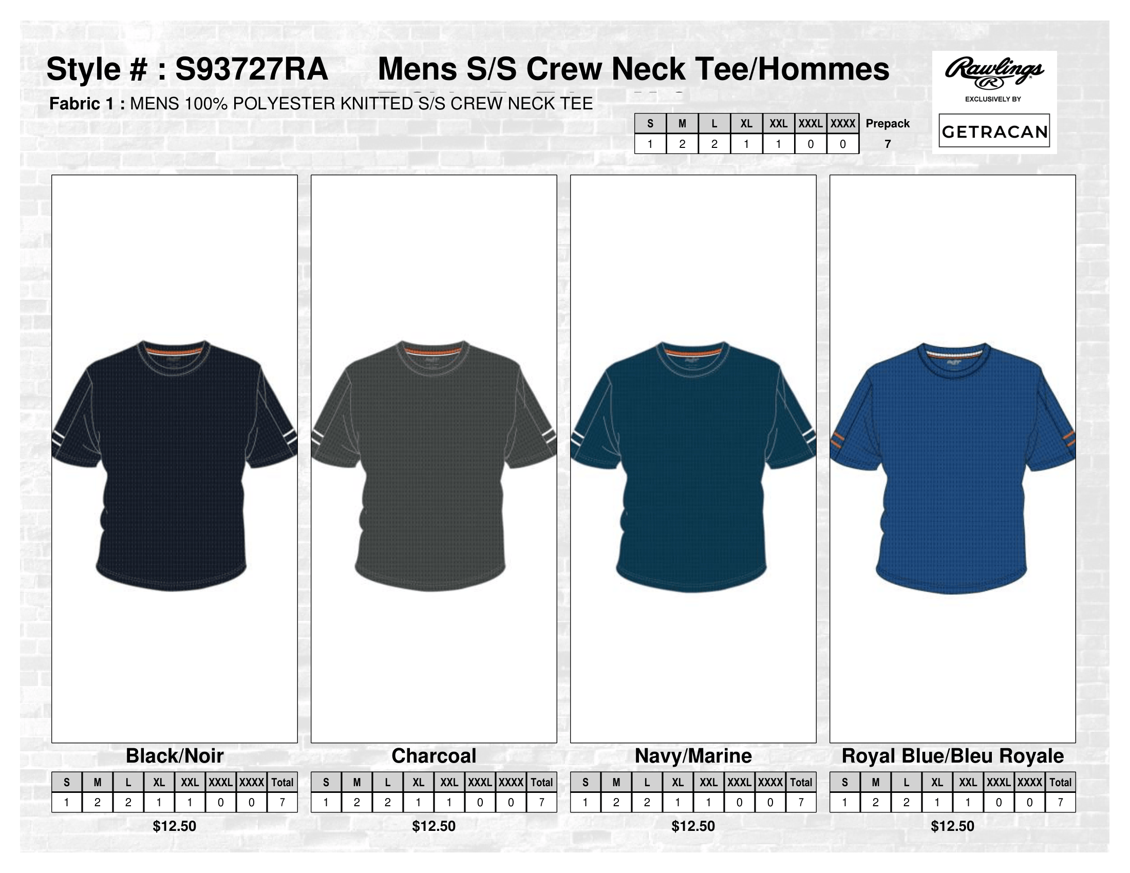 S93727RA Mens S/S Crew Neck Tee
