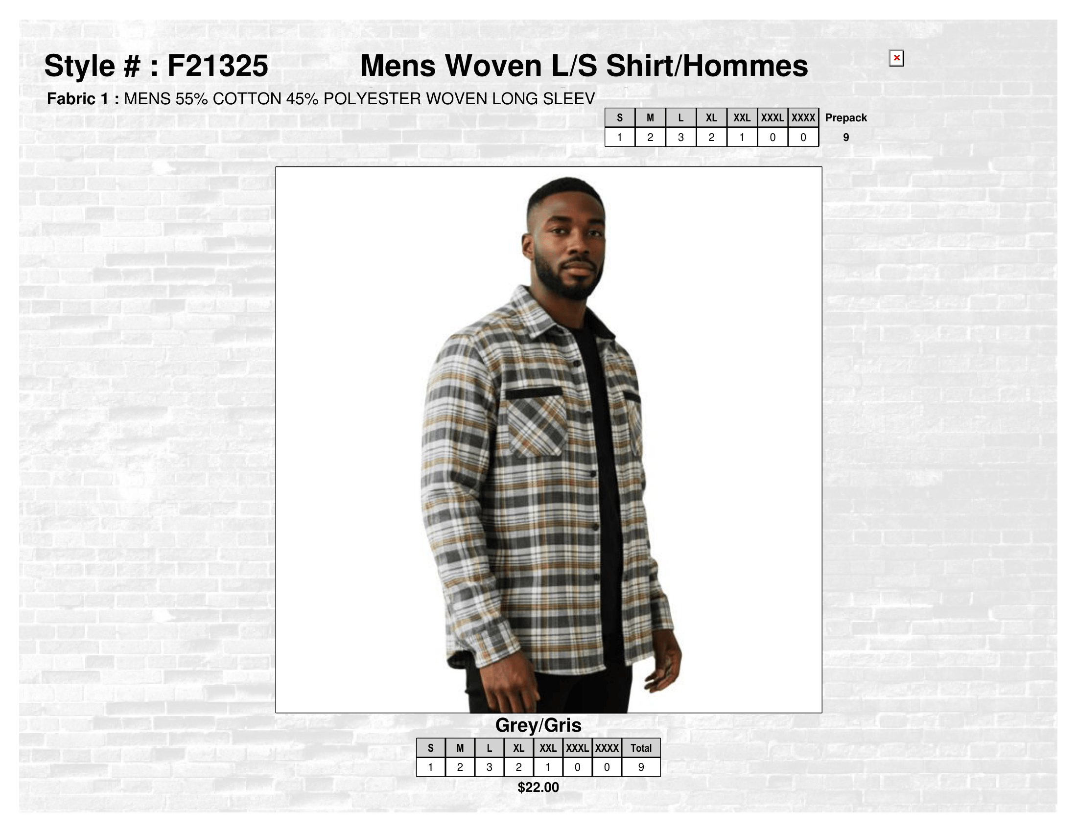 F21325 Mens L/S Woven Shirt