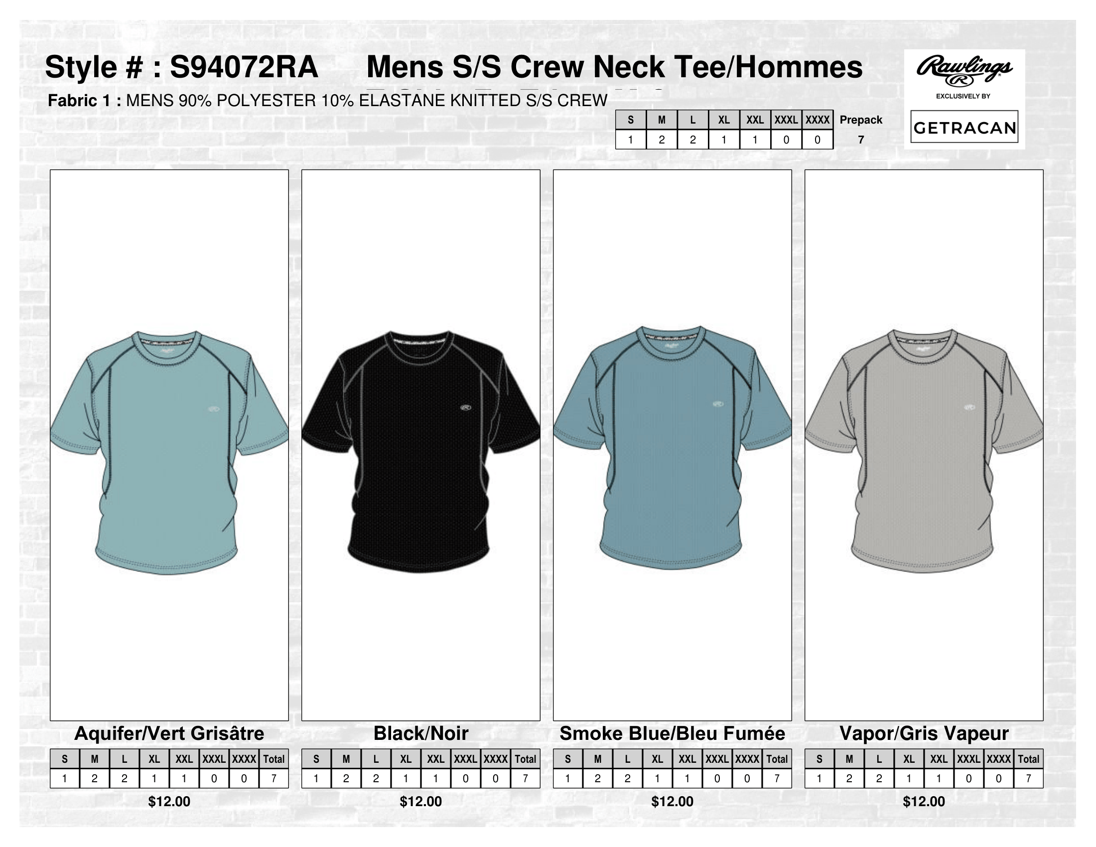 S94072RA Mens S/S Crew Neck Tee