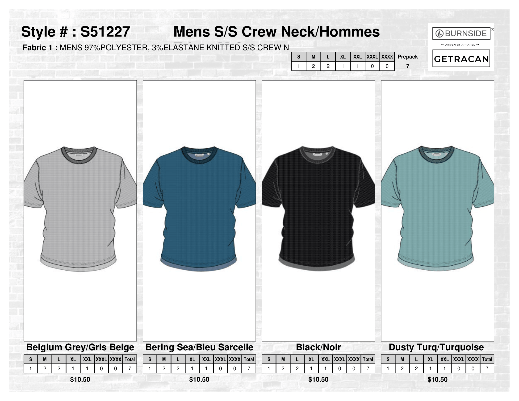 S51227 Mens S/S Crew Neck