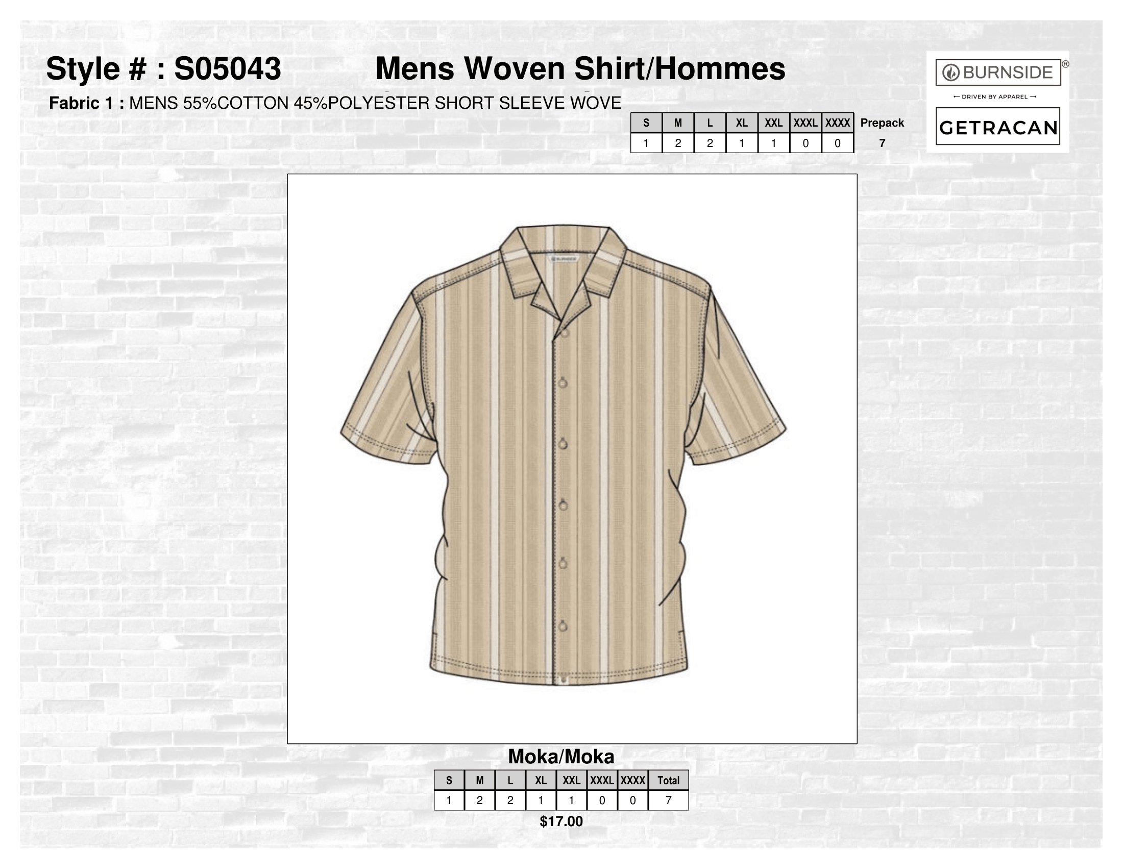 S05043 Mens Woven Shirt